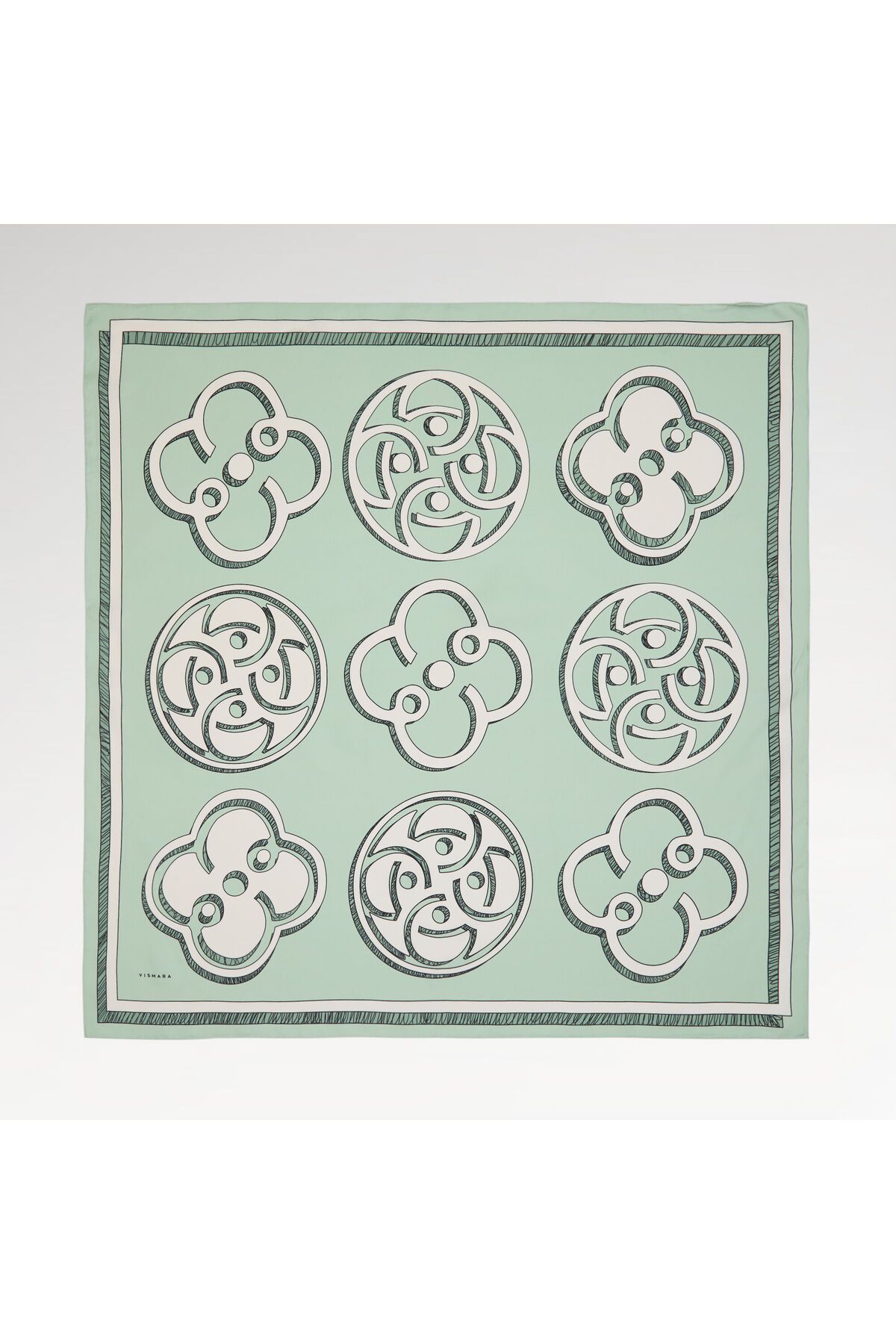Vismara Mint Vismara Monogram Desenli Twill İpek Eşarp