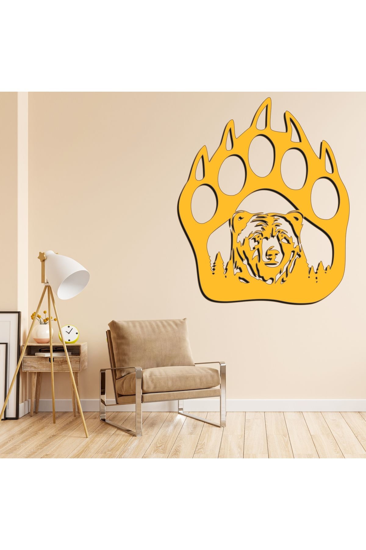 Grand Fine Art Tek Parça Renkli MDF Tablo Ayı ve Pençesi