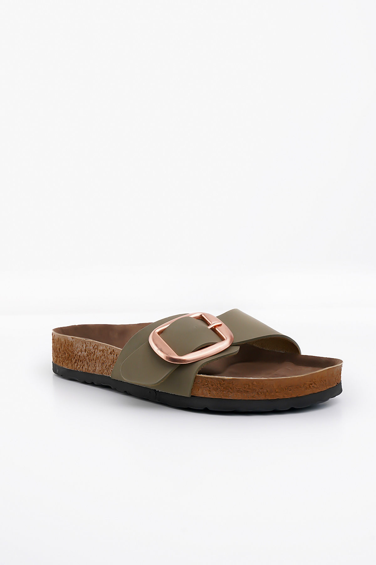 Blyss-Women's Slippers Khaki Nubuck Leather Skin Summer Single Buckle Adjustable Stylish Daily Slippers 4