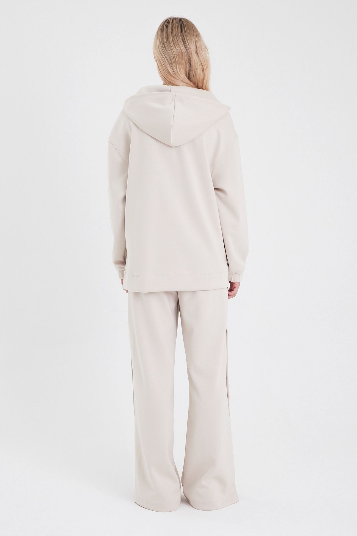 VENA-Ruby Wide Leg Elastic Waist Jogging Trousers with Snaps on the Side (Cupro) - Bone 5