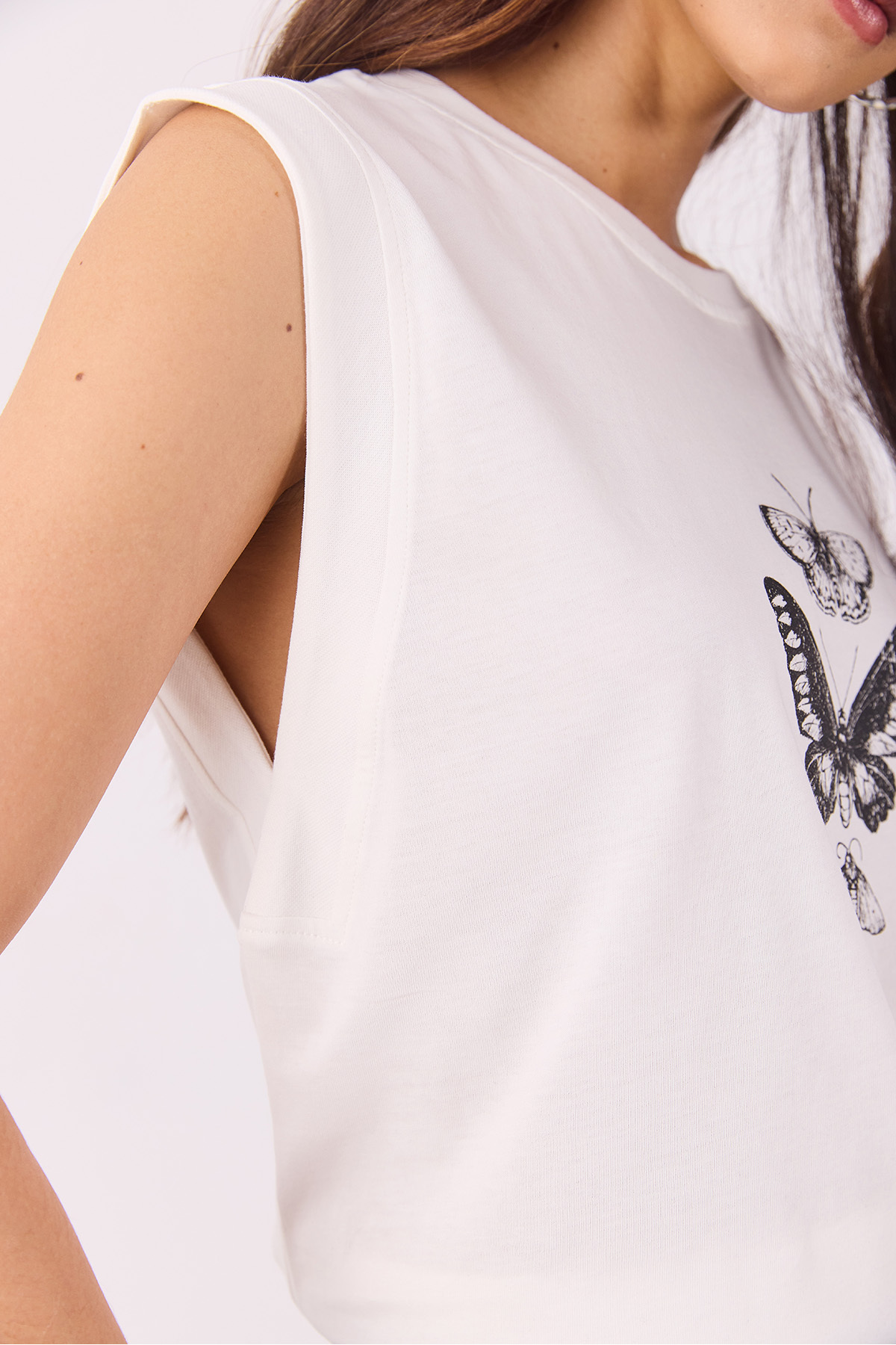 VENA-Butterfly Printed T-Shirt - Ivory 6