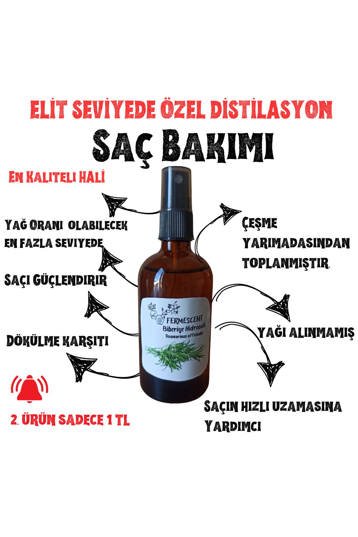 Biberiye Suyu - Mayası Hidrosolü - Saç Bakımı - Dökülme Karşıtı - Hızlı Uzama - En Etkili - Rosemary