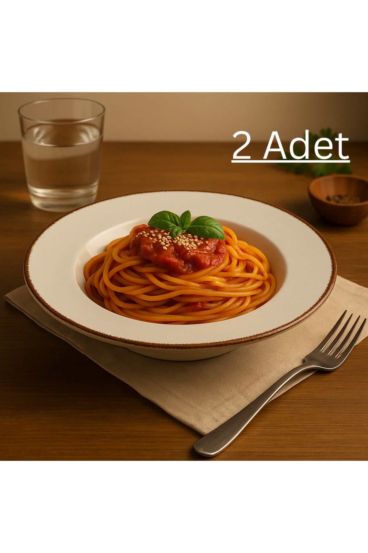 Percini 2'li Rustik Geniş Büyük Porselen Çukur Derin Makarna Salata Servis Sunum 26 cm Tabak