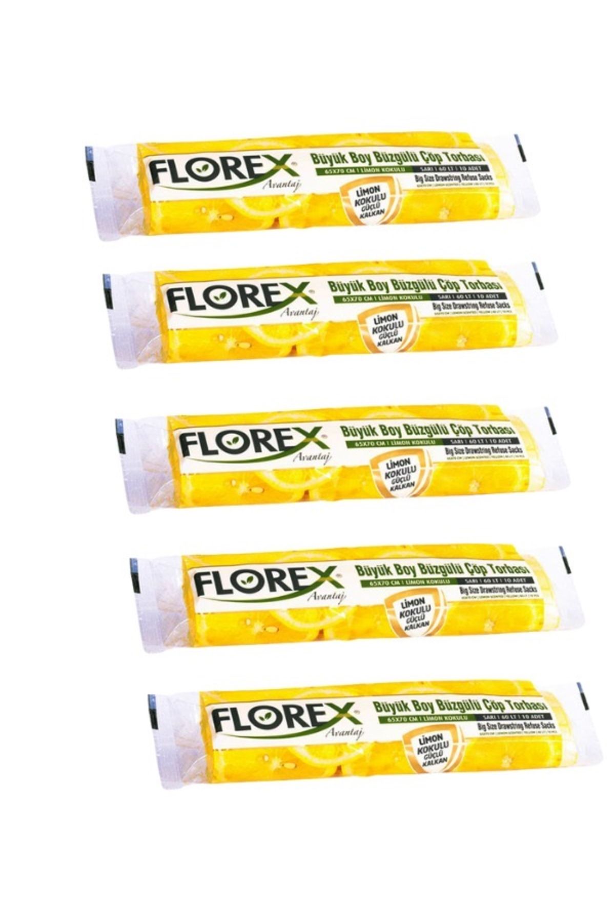 Florex Limon Kokulu Büzgülü Büyük Boy Çöp Torbası 5,li