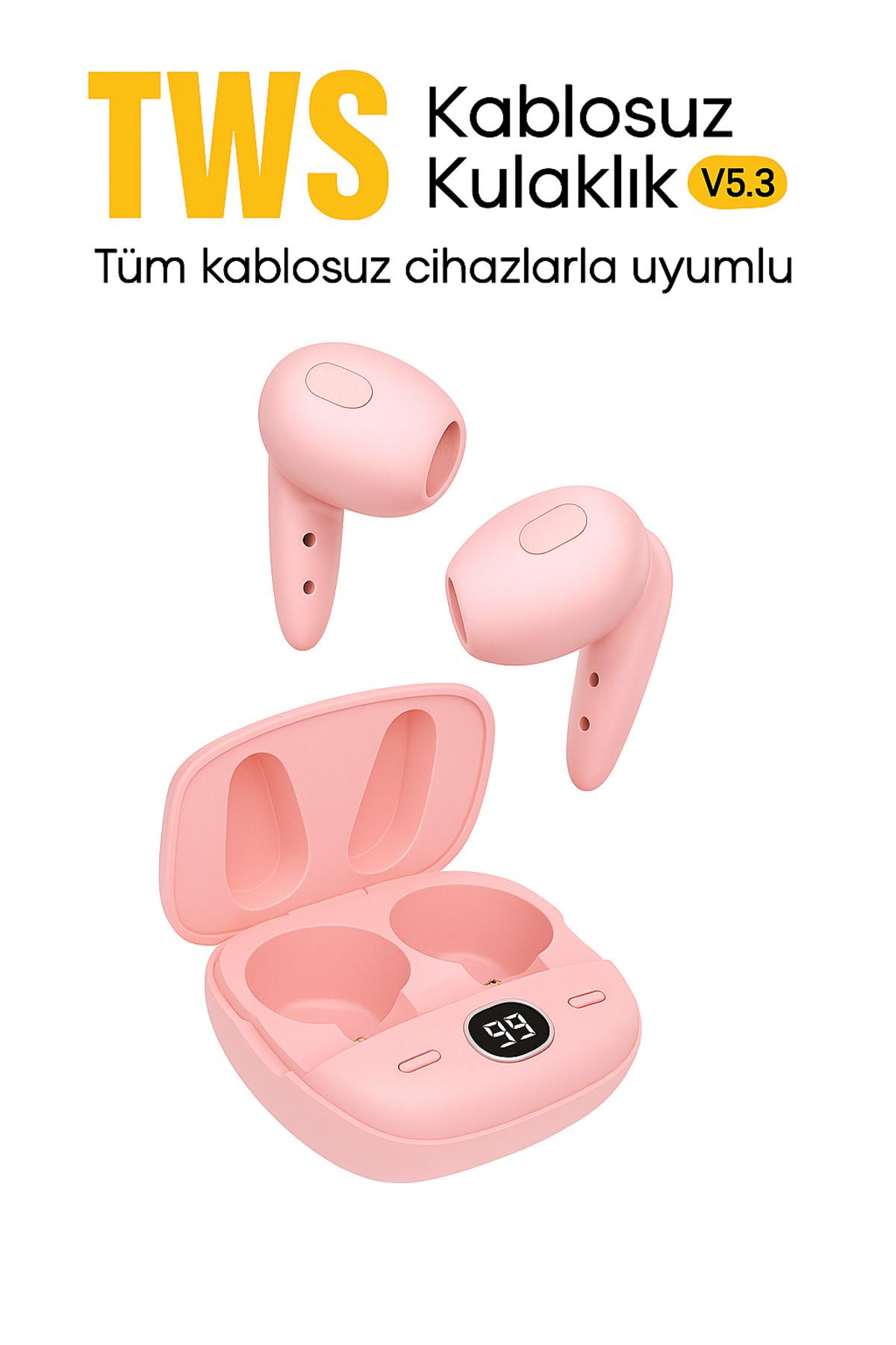 electroawm Pro 6plus Slikonsuz Kablosuz Bluetooth Kulaklık Pembe