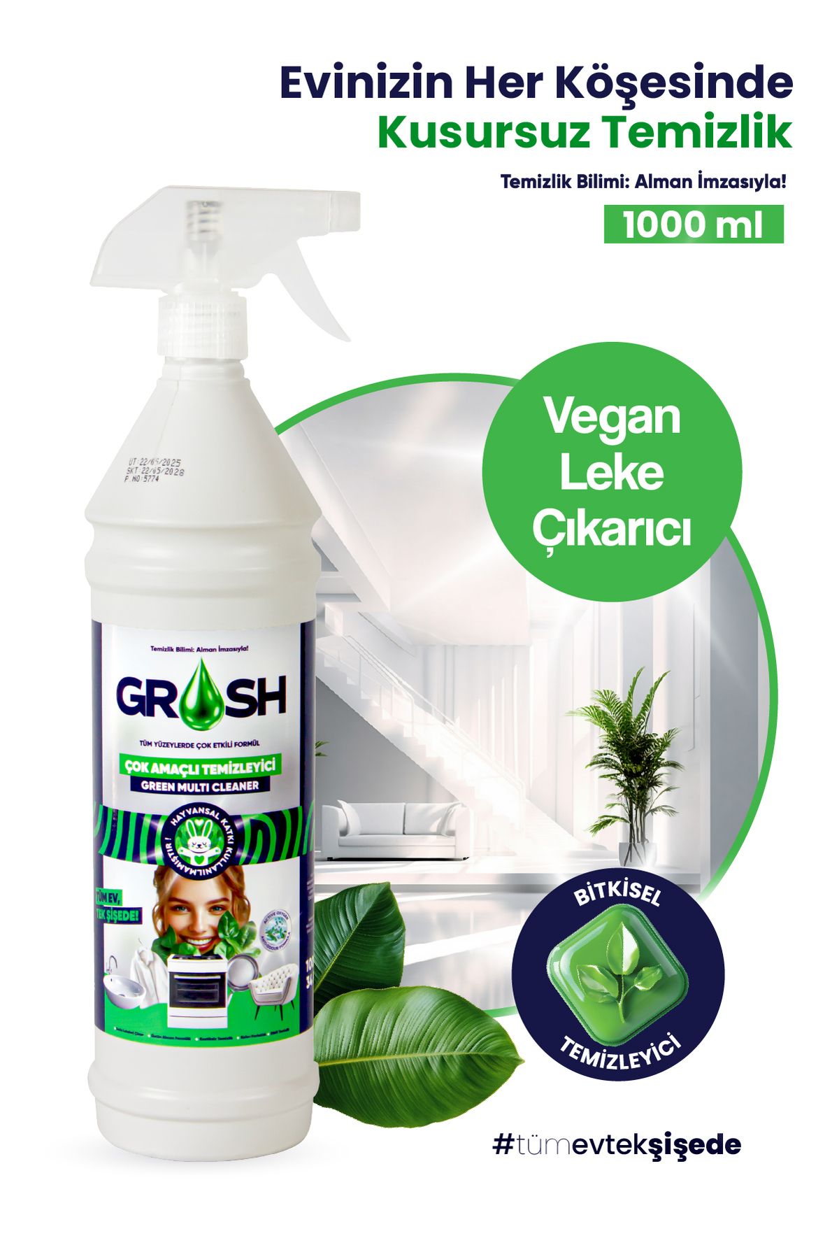 Grosh VEGAN Çok Amaçlı Ultra Güçlü Leke Çıkarıcı Sprey (Büyük Boy)