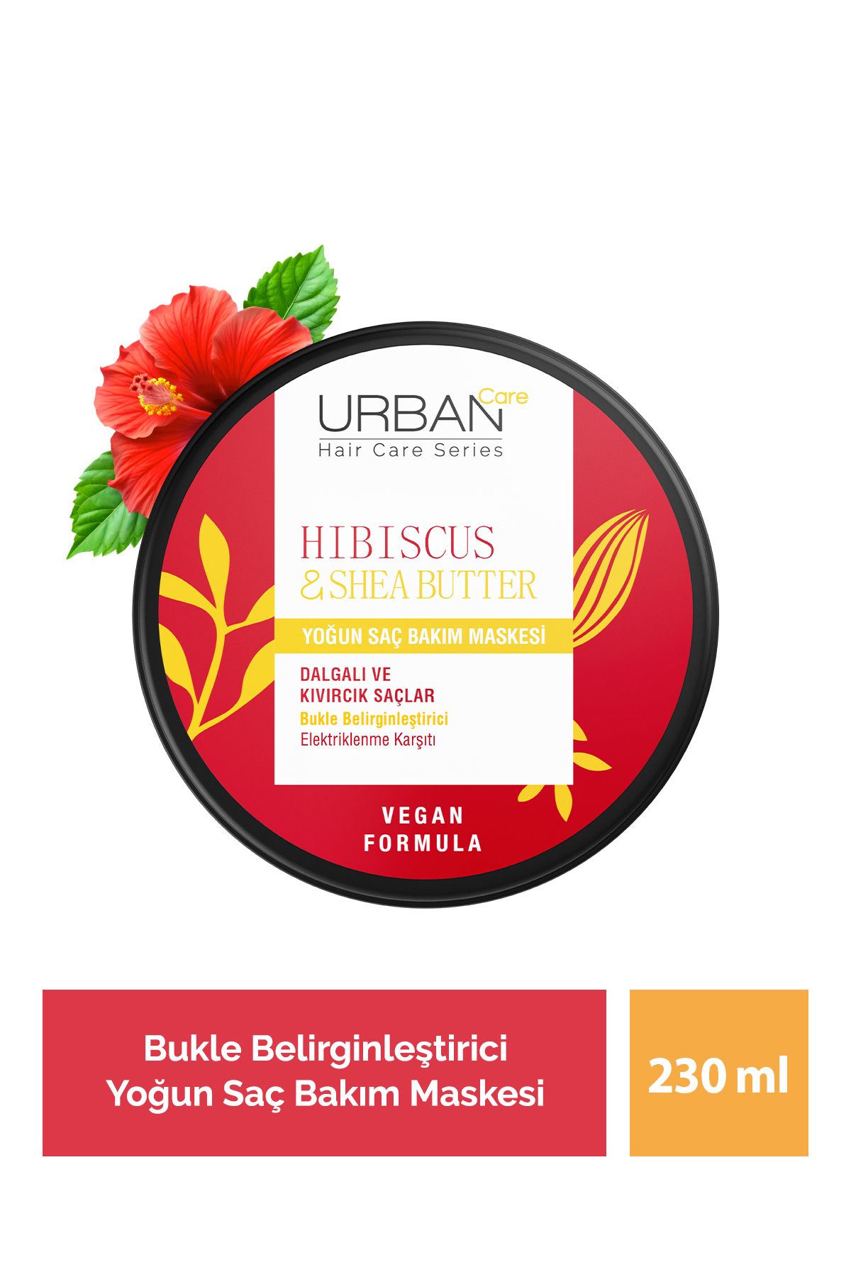 Hibiscus & Shea Butter Kıvırcık ve Dalgalı Saçlara Özel Yoğun Saç Bakım Maskesi-230ml-vegan