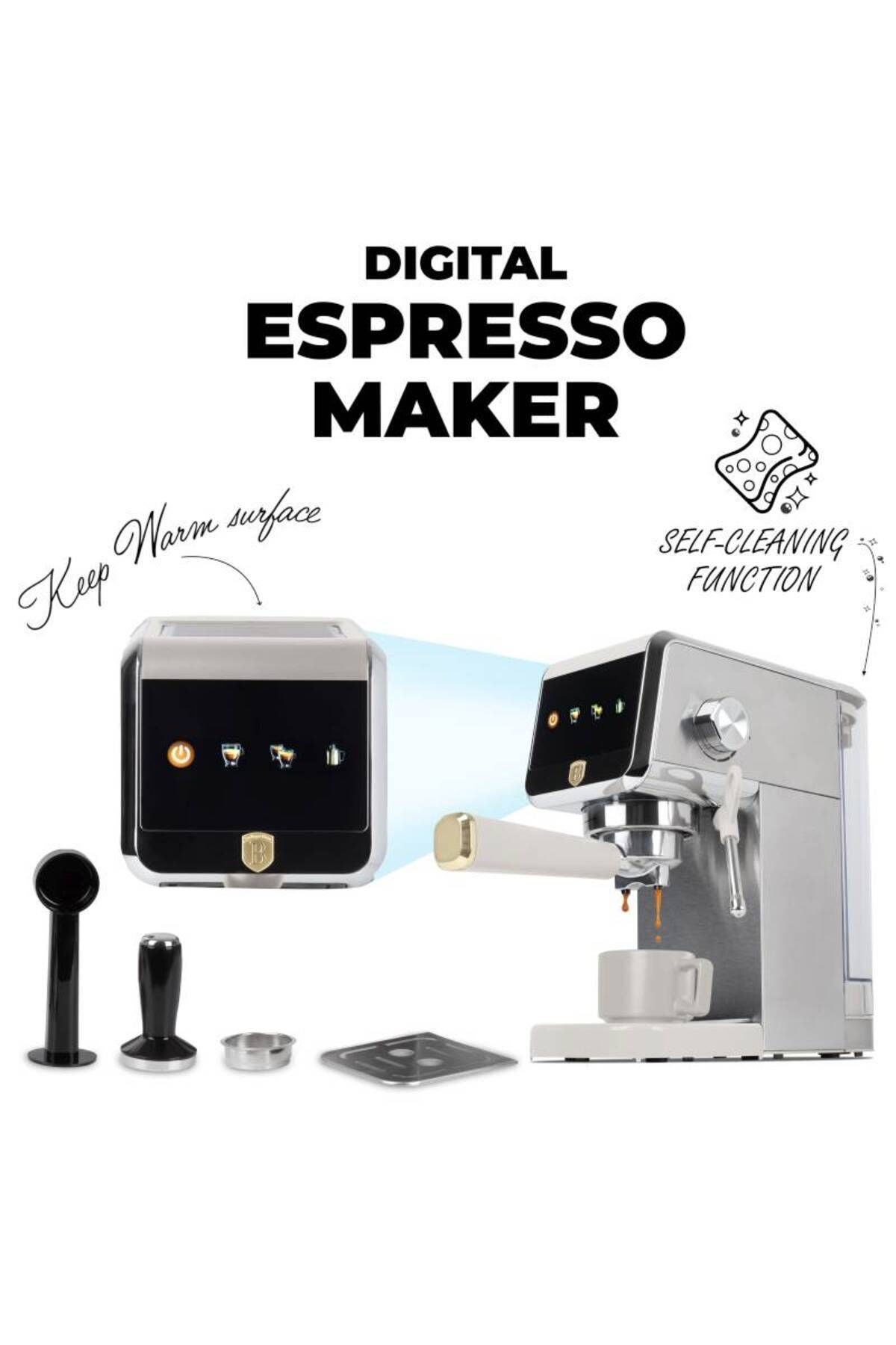Berlinger Haus-Automatic Digital Espresso Machine Coffe Maker 2 In 1 With Lever Sahara Collection 3