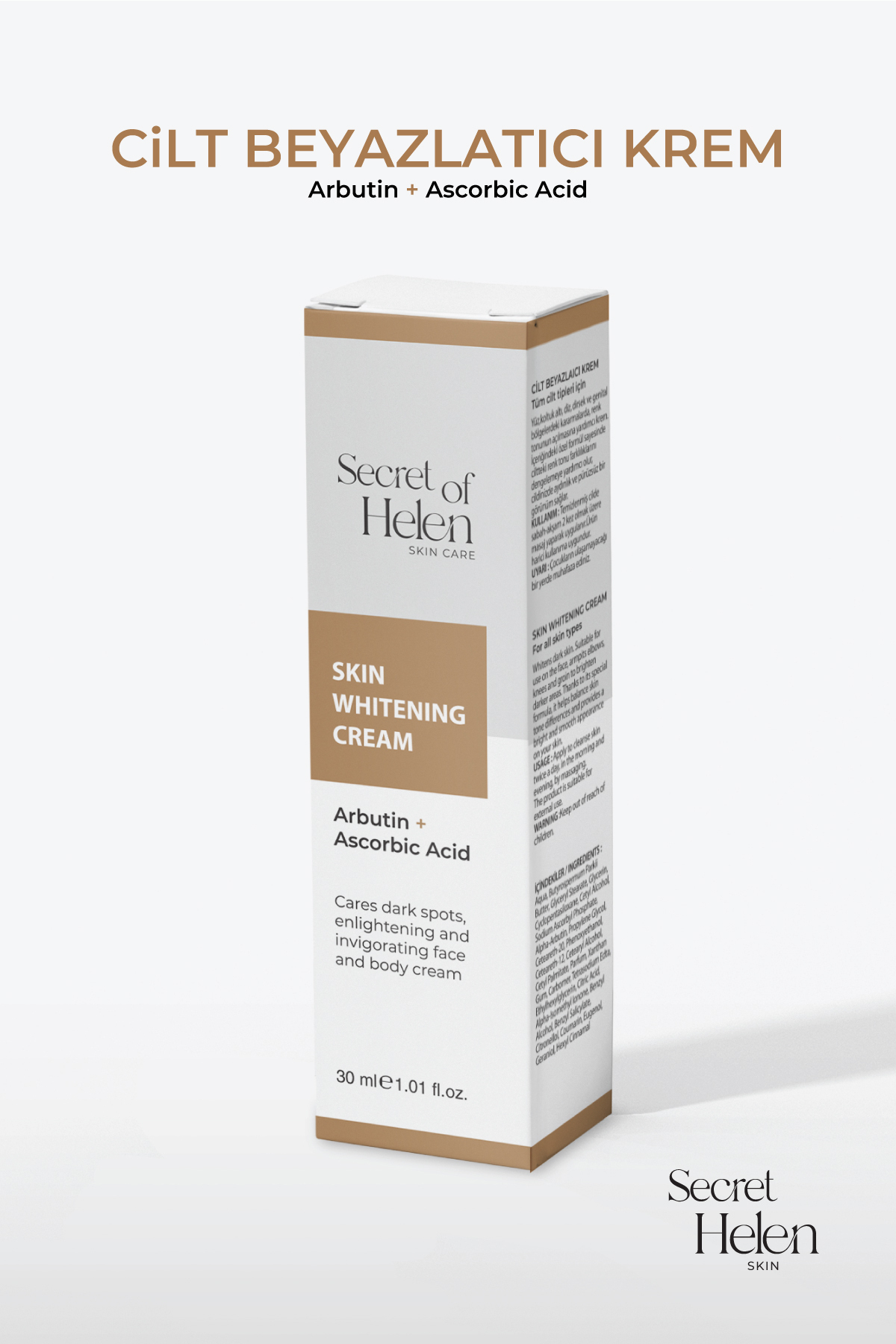 Skin Whitening Krem 30ml |Cilt Beyazlatıcı, Cilt Tonu Açıcı,Cilt Tonu Eşitleyici,Aydınlatıcı|Arbutin — 8684264200608 — تصویر 3 از 6