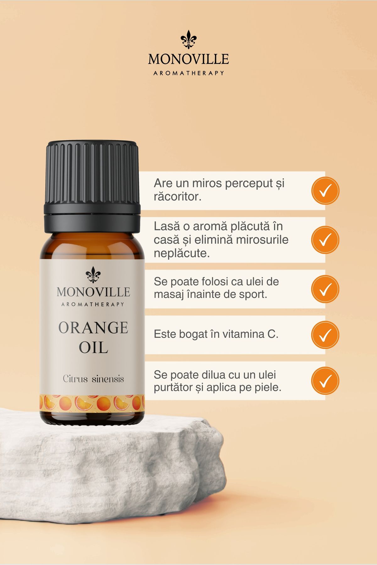 Monoville-Ulei de lămâie 10 ml, ulei de portocală 10 ml Set de 2 100% pur și natural (ulei de lămâie și portocală) 2x10 ml 3