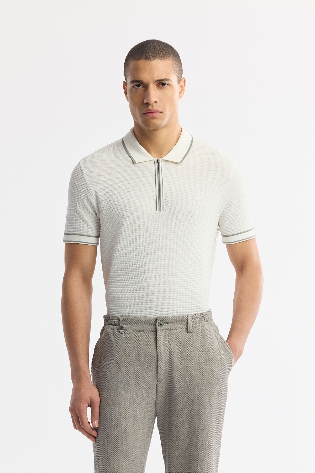 Avva-Ανδρικό γκρι Comfort Slim Fit παντελόνι με πλαϊνές τσέπες Bi Stretch Elastic Waist A51y3211 6