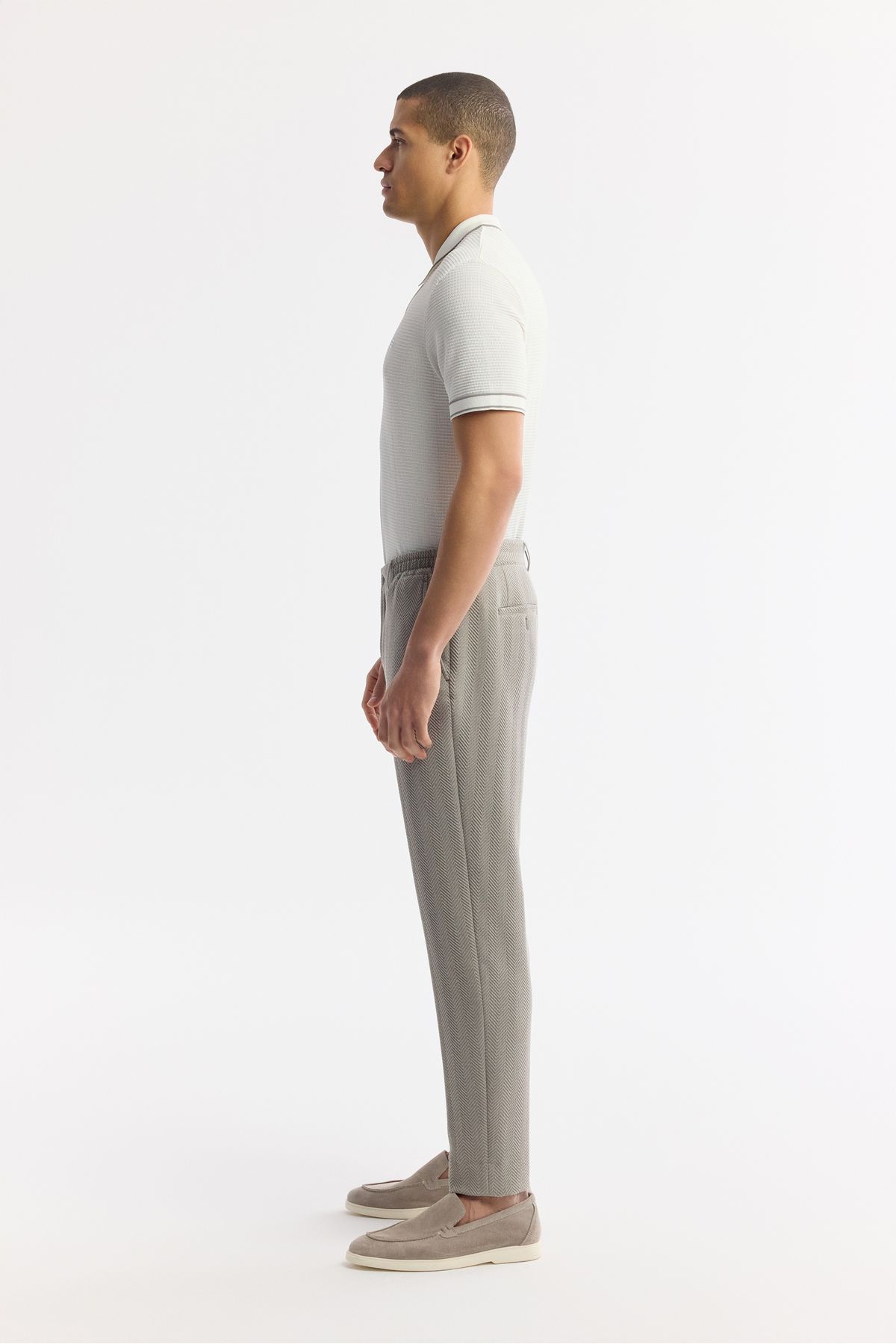 Avva-Ανδρικό γκρι Comfort Slim Fit παντελόνι με πλαϊνές τσέπες Bi Stretch Elastic Waist A51y3211 2