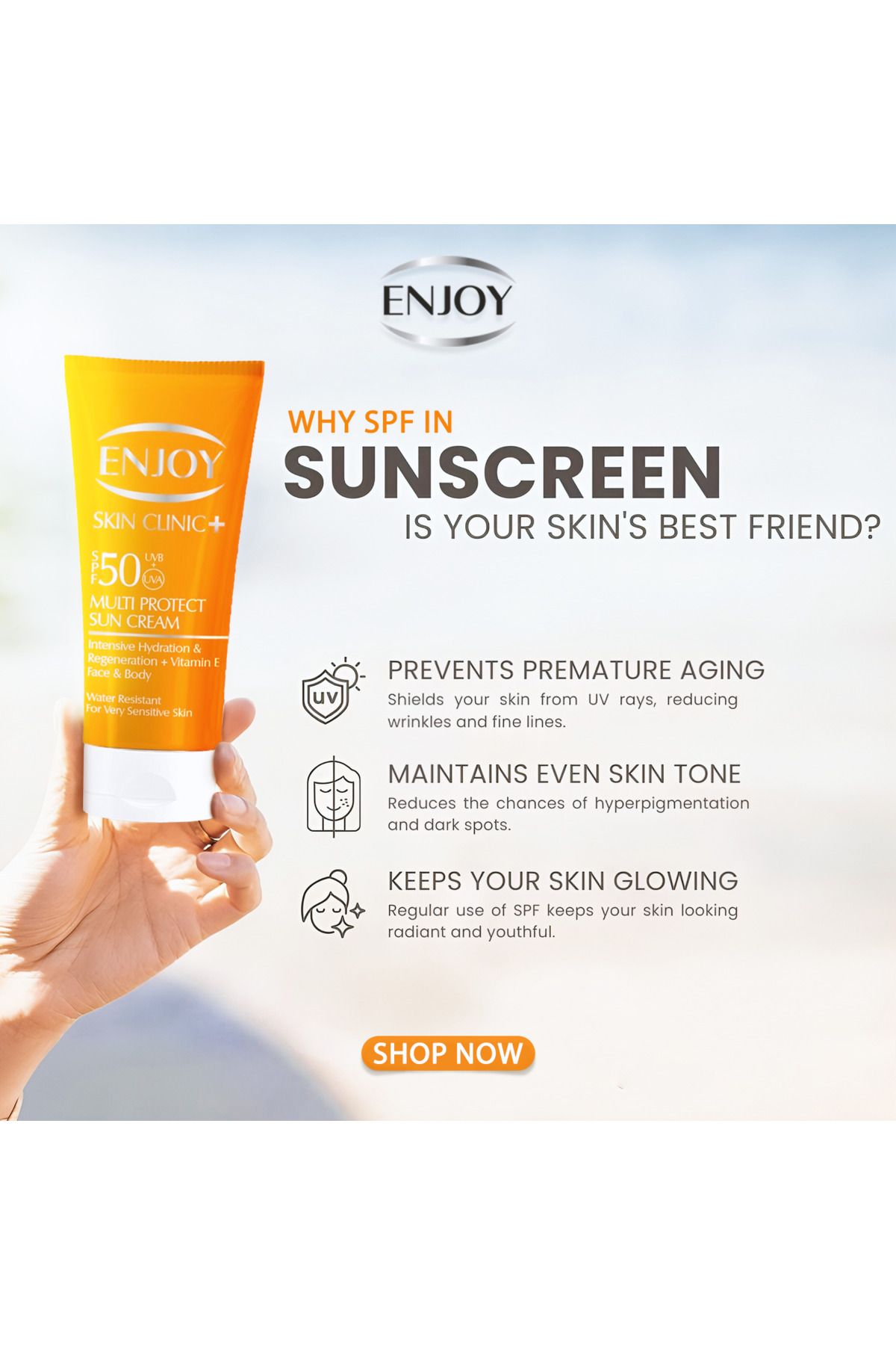Enjoy-SUN CREAM SPF 50 100ML UVB+UVA 2