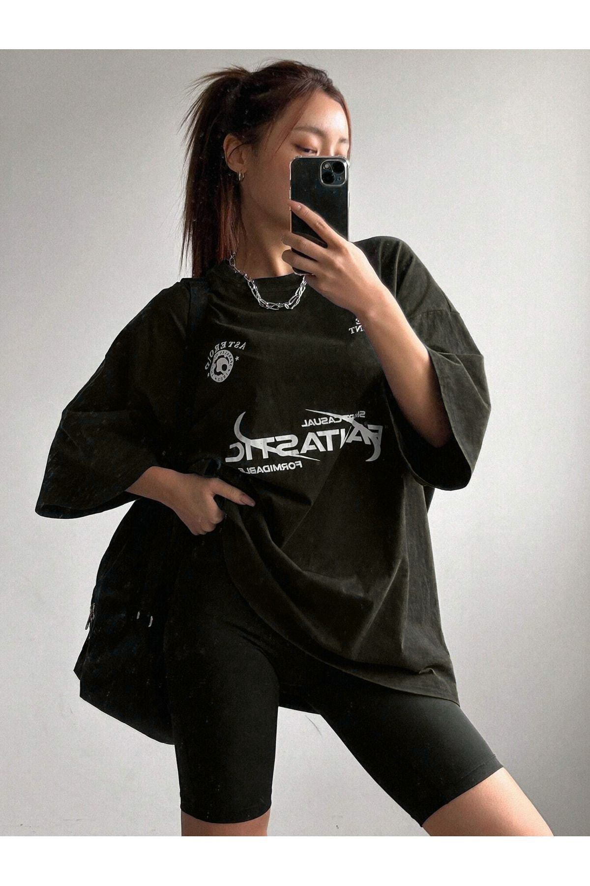 CLAYES  Fantastıc Süprem T-Shirt -Siyah Baskılı Oversize Bisiklet Yaka Tişört - Görsel 2