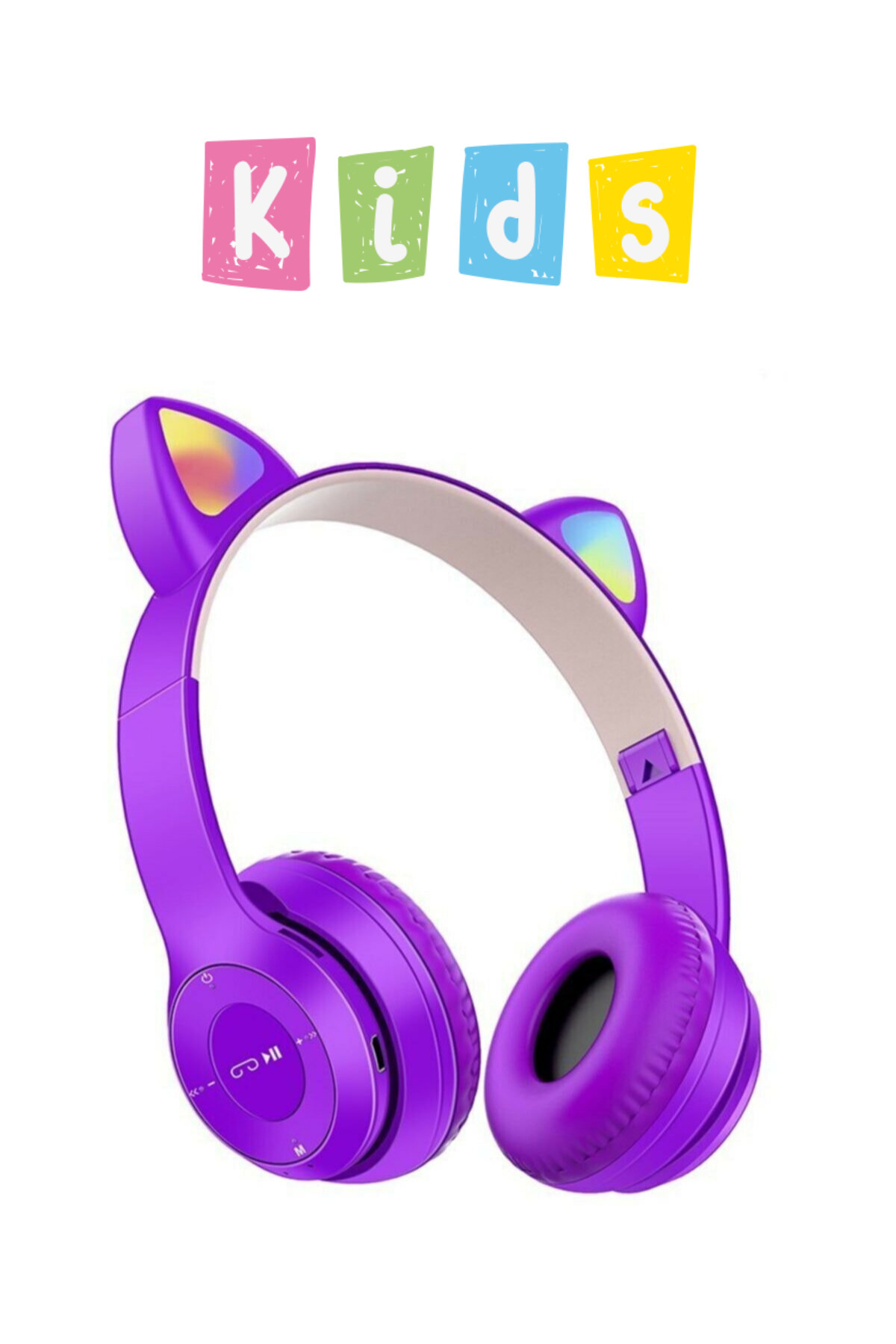 Kız Çocuklar Için Kedi Kulaklı Işıklı Mikrofonlu Kablosuz Bluetooth Kedili Çocuk Kulaklık