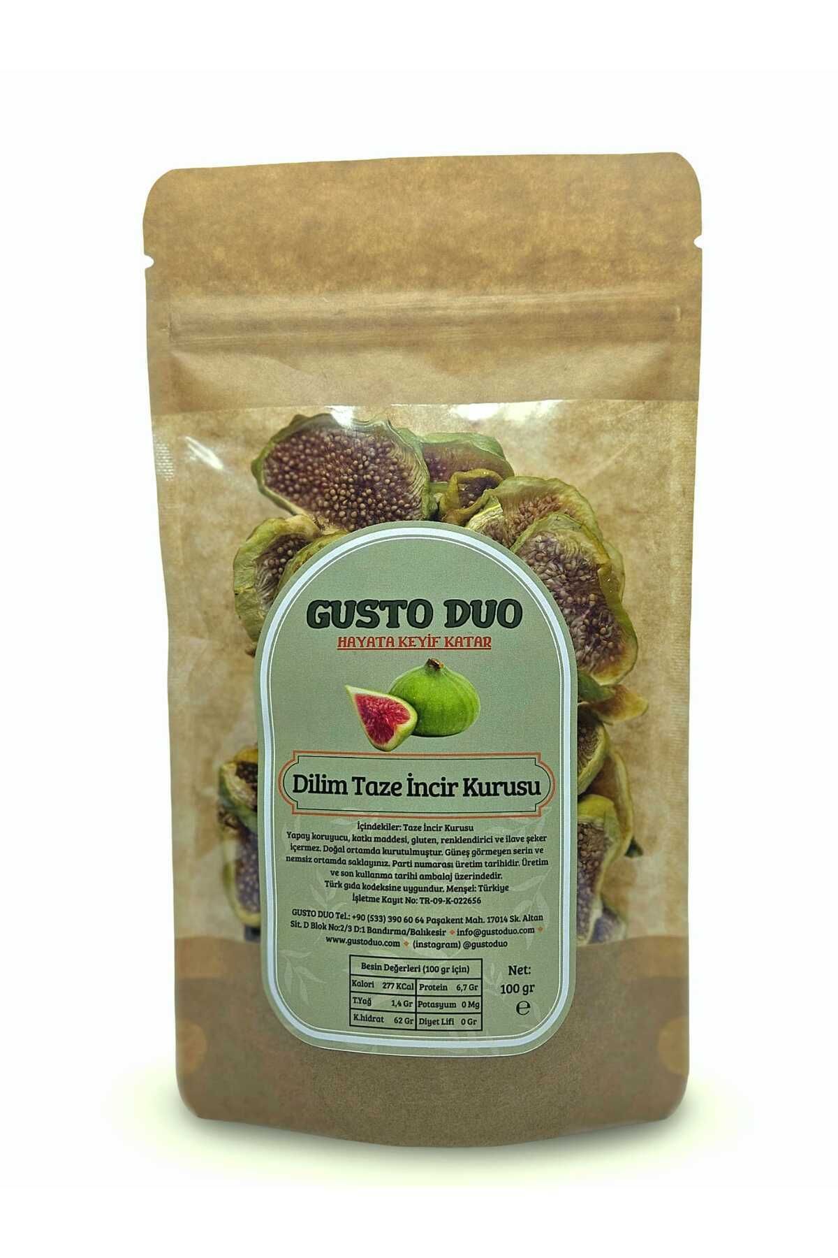 GustoDuo Taze Incir Kurusu (DİLİM) Yapay Koruyucu, Katkı Maddesi Ve Ilave Şeker Içermez 100 gr