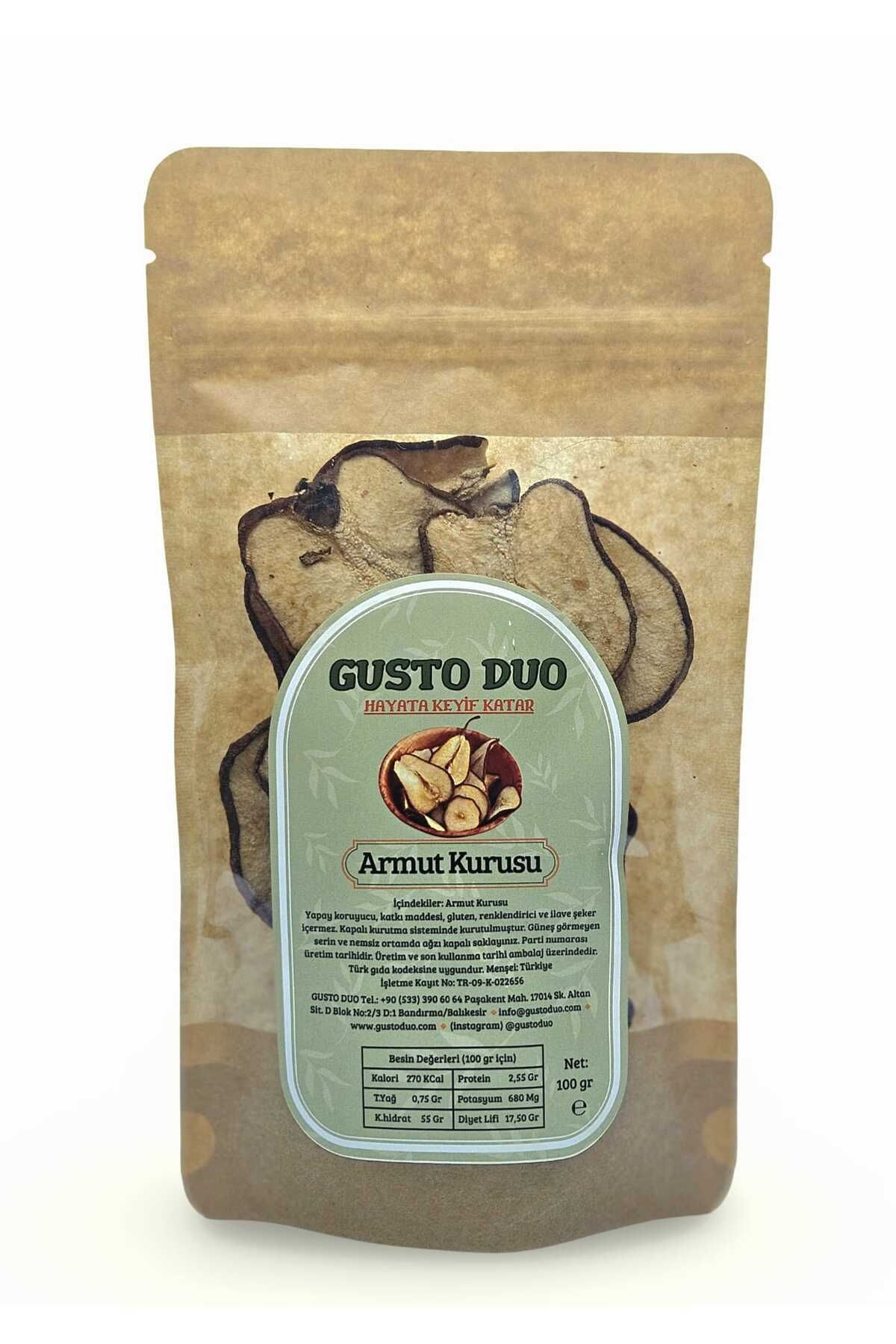 GustoDuo Armut Kurusu Yapay Koruyucu, Gluten, Renklendirici Ve Ilave Şeker Içermez 100 gr