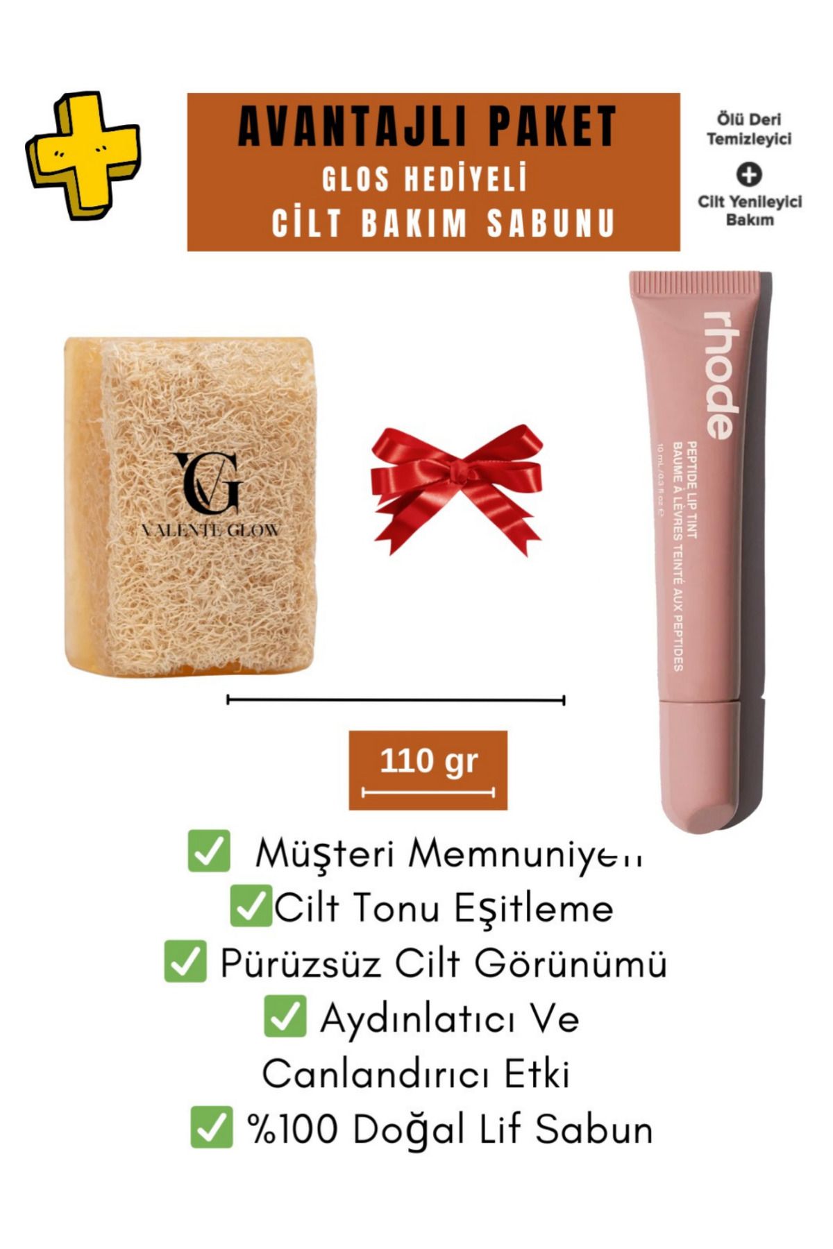 rhode Toast Lip Tint Gloss & Cilt Tonu Eşitleyici & Aydınlatıcı Peeling Sabun – Cildi Canlandırır