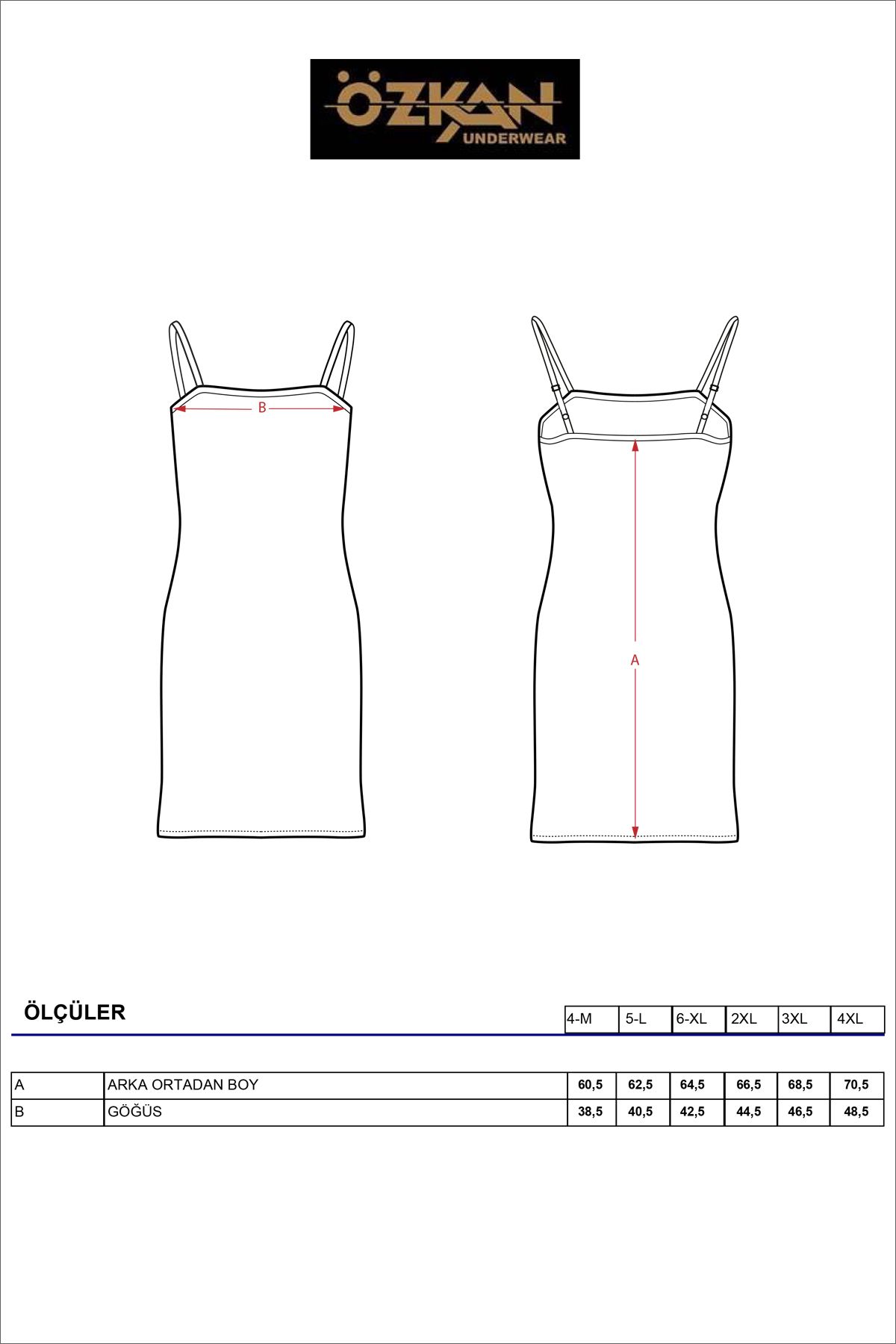 ÖZKAN underwear-Özkan 7126 Țesătură de viscoză pentru femei, confortabilă, flexibilă, moale, curea reglabilă, jupon scurt peste genunchi Jüpo 5