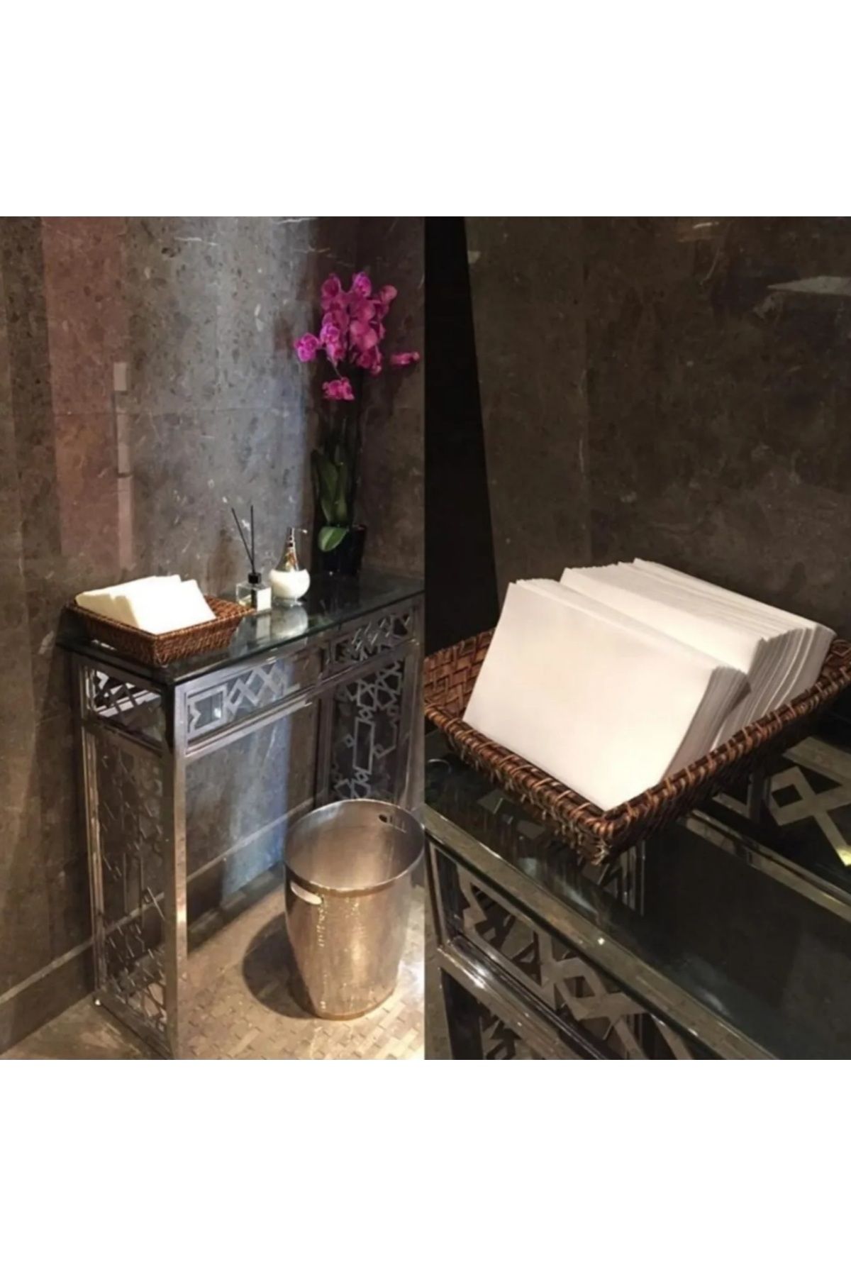alenked 30x40 Kumaş Dokulu Airlaid Beyaz Misafir Banyo Havlusu 1/6 Katlama 100 Adet