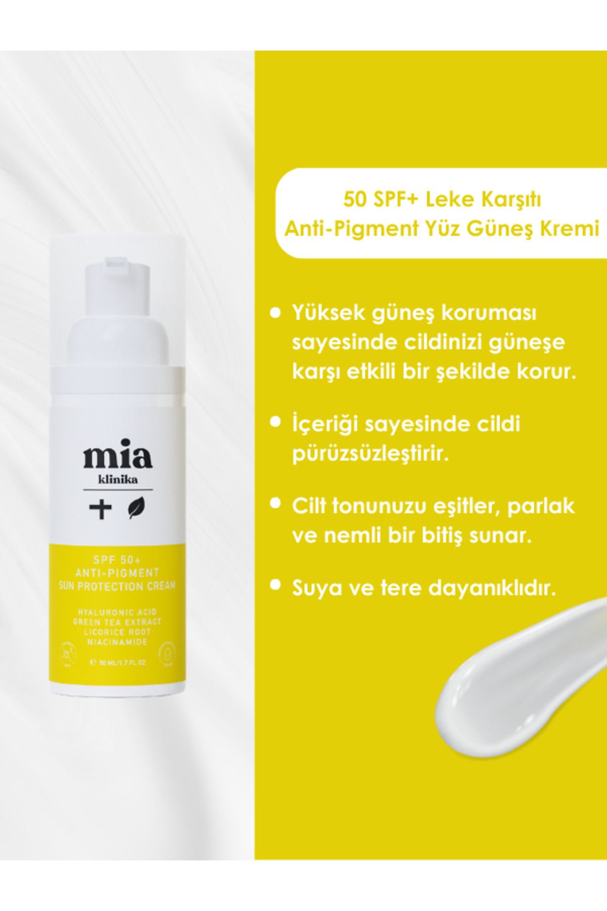 کرم ضد آفتاب صورت 50 SPF+ خط نازک به کاهش ظاهر صاف کردن کمک می کند mia klinika