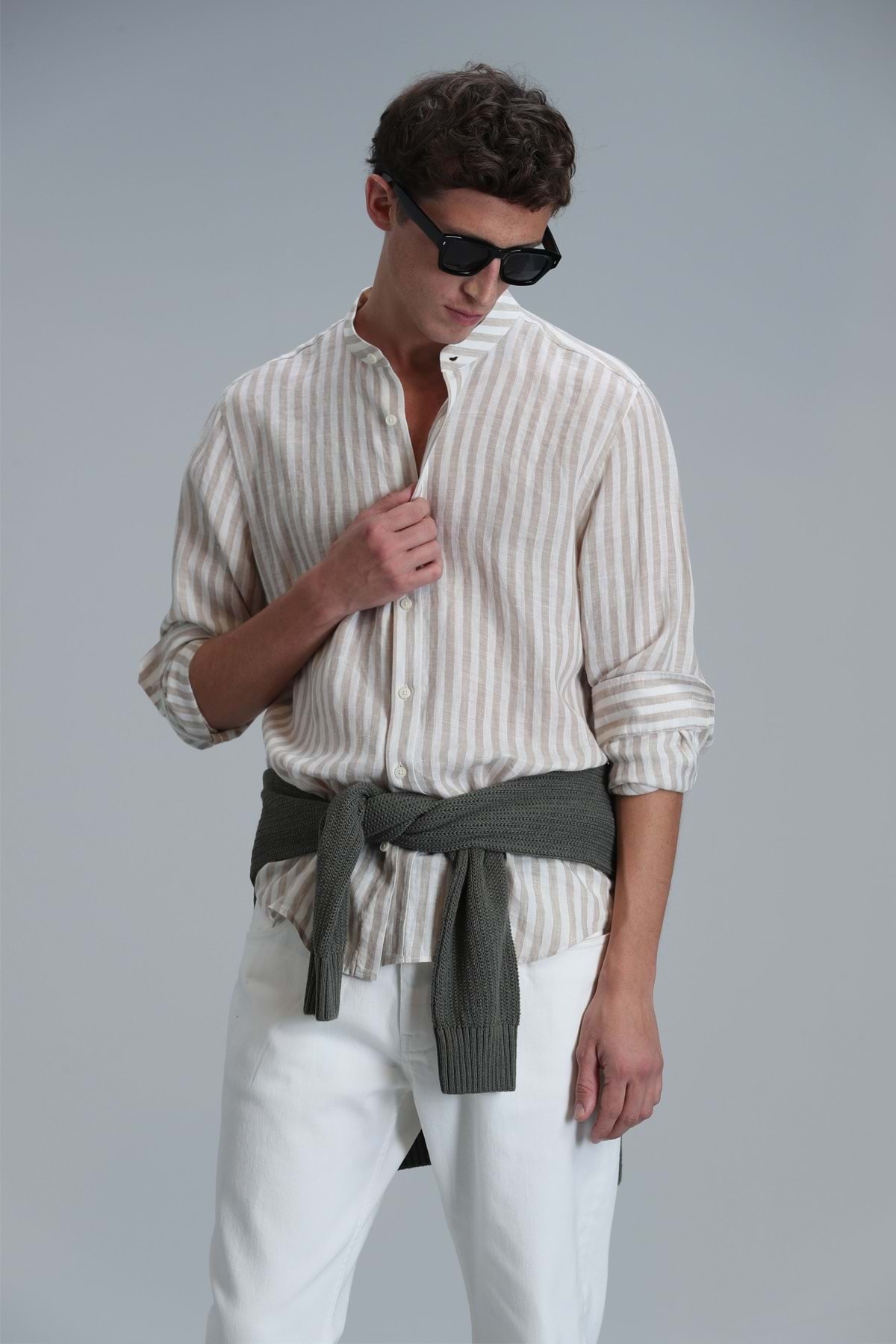 Lufian  111010624 Fast Hakim Yaka Basic Gömlek Comfort Fit Erkek Gömlek BEJ - Görsel 3