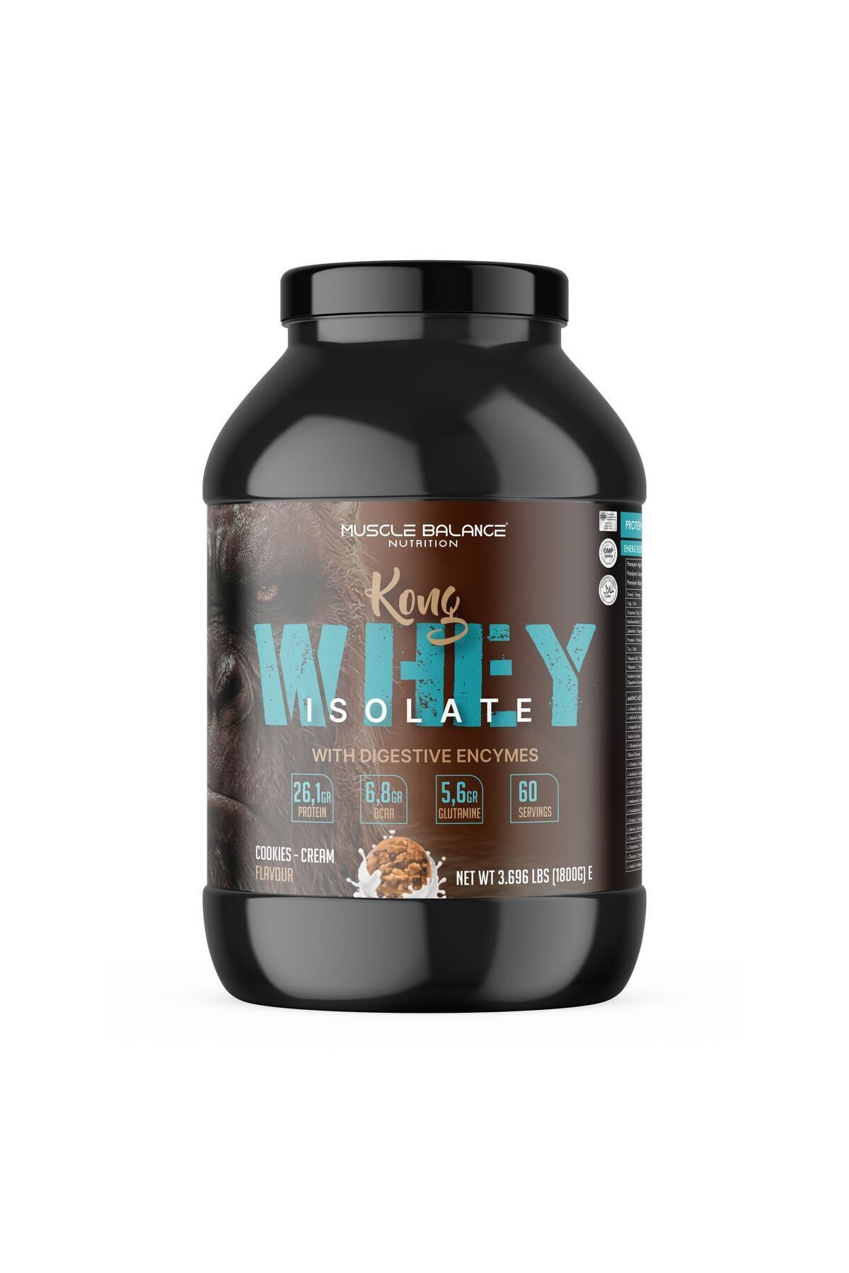 MUSCLE BALANCE Kong Whey Isolate Protein 1800 gr 60 Servis Kurabiye