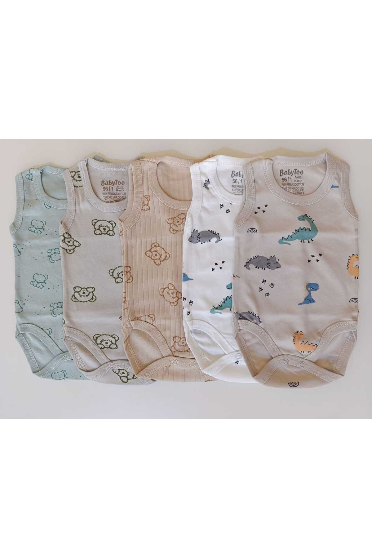 Babytoo %100 Organik Pamuk 5'li Bebek Çıtçıtlı Body Zıbın