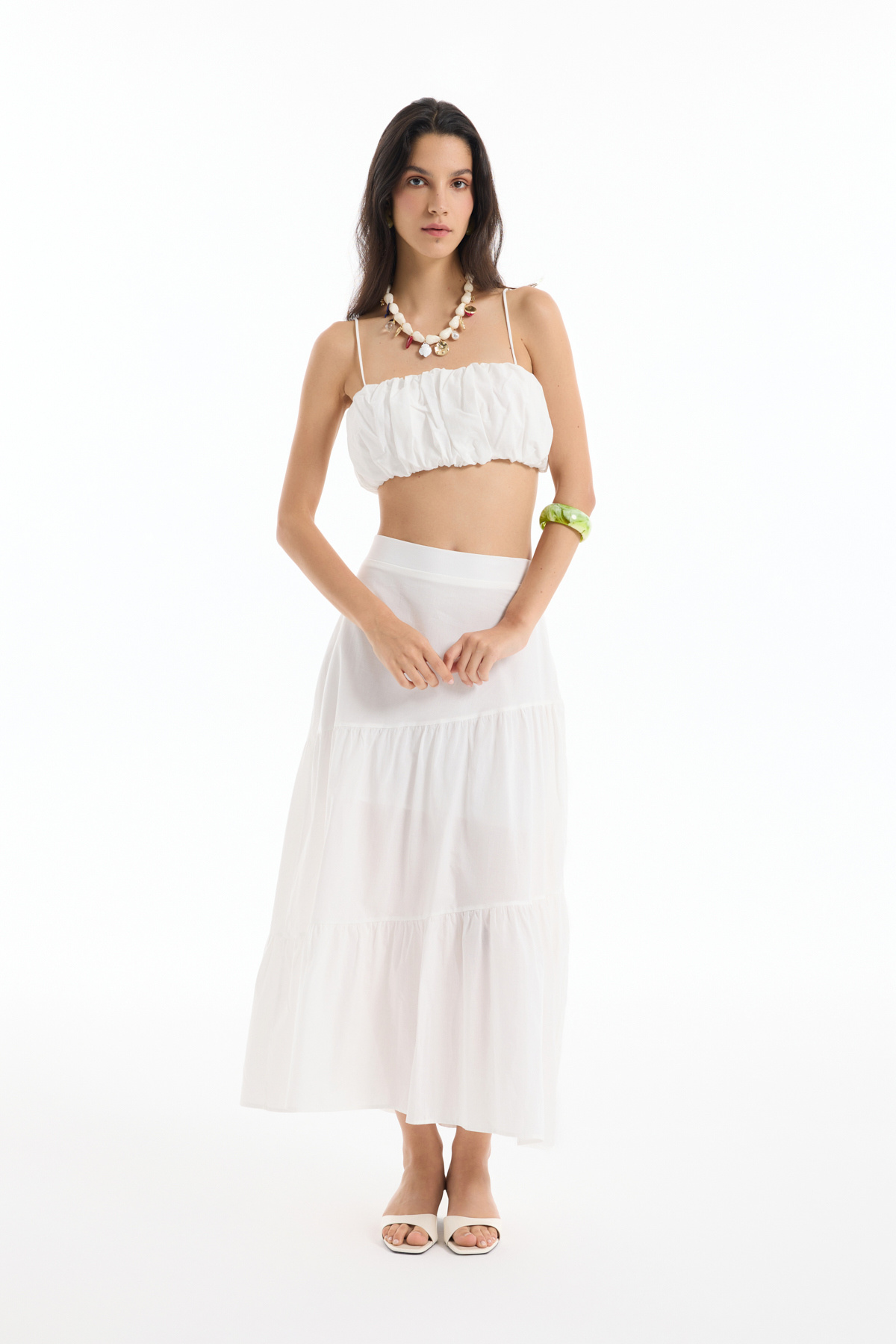 Quzu-Μπλούζα με λεπτό λουράκι Balloon Bustier Ecru 3