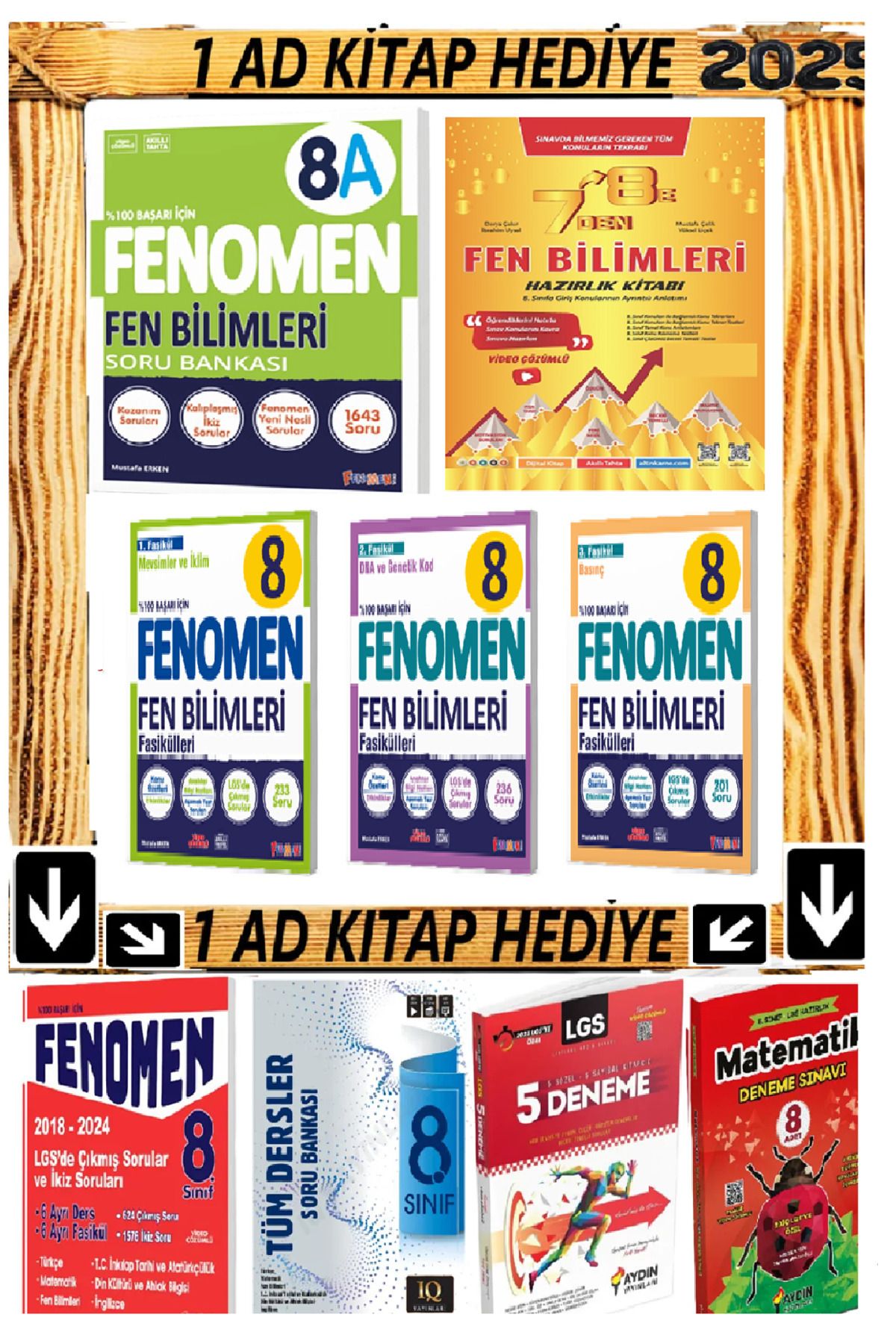 Fenomen Yayıncılık Fenomen Fen A + 3 Fasikülü ve 7 den 8 e Geçenlere Fen Yaz başlangıç 8 e hazırlık kitapları hediyeli