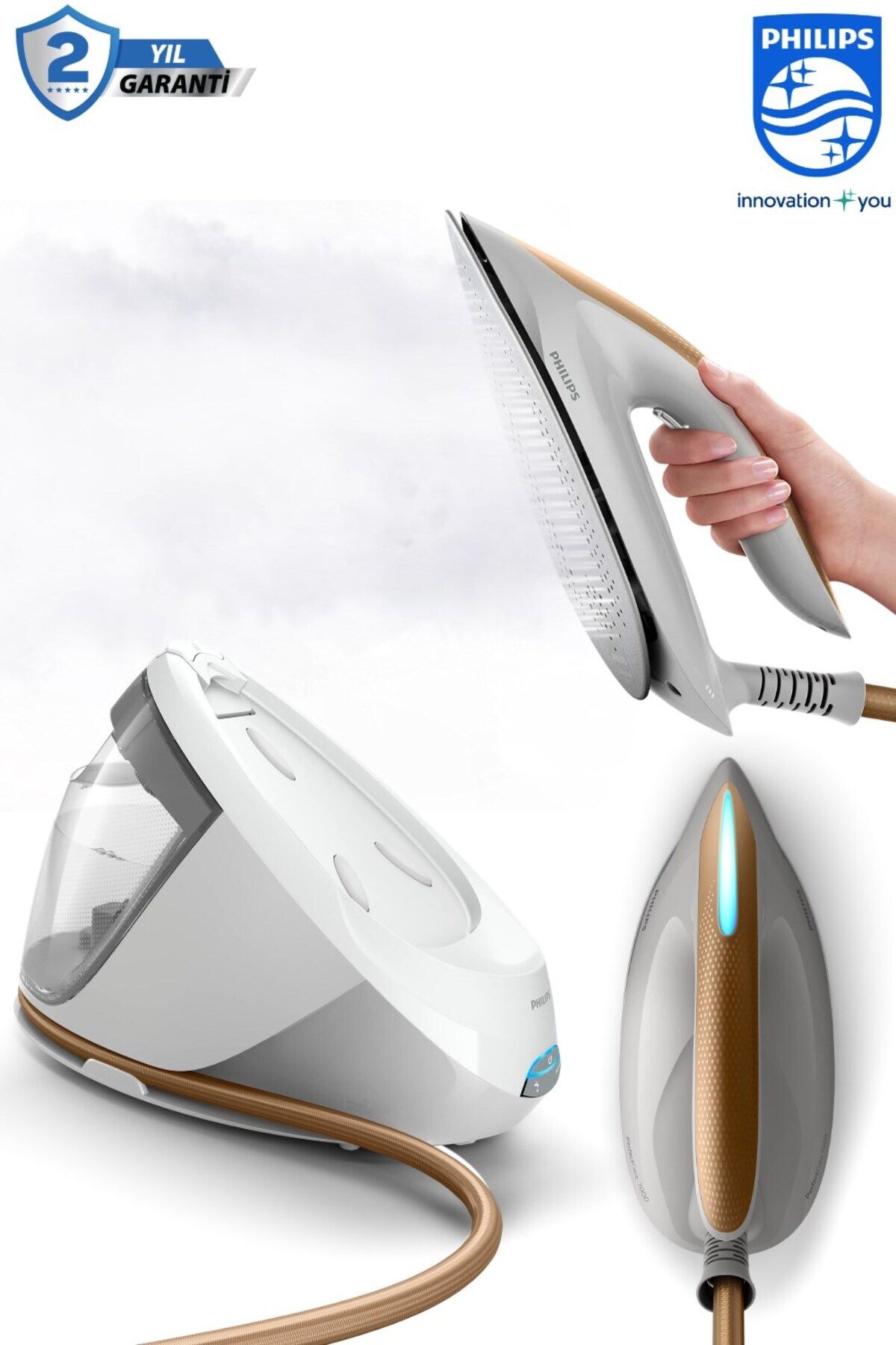 Philips 7000 Serisi Psg7040 Buhar Kazanlı Ütü OptimalTEMP Teknolojisi ile Yanık Riski Olmadan Ütüleme