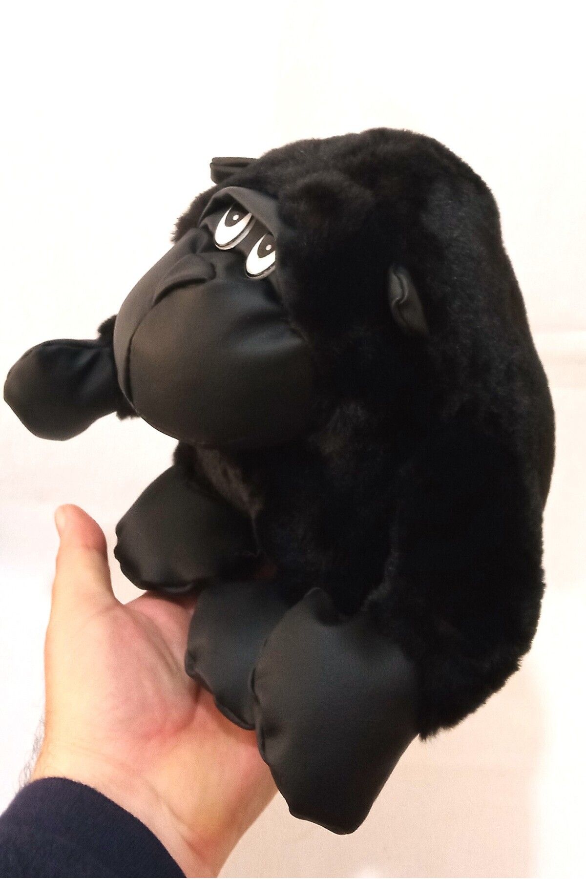 Pufline Deri Peluş Siyah Goril, Oturan Goril Peluş Oyuncak, Aksesuar