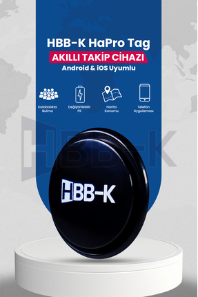 HBB-K Hapro Tag Ios & Android Uyumlu Airtag Akıllı Gps Takip Cihazı(SİYAH)