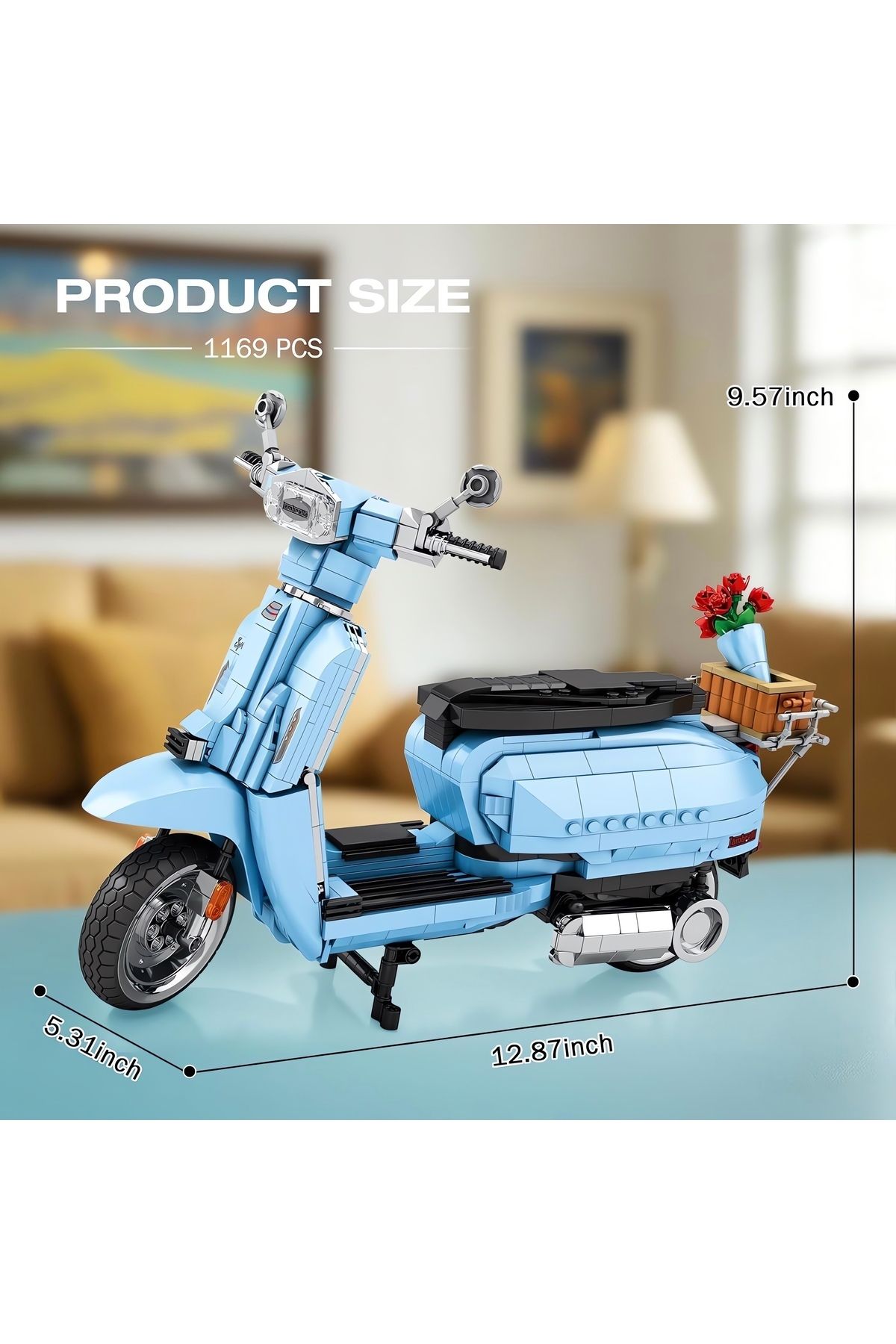 REOBRIX-Lambretta V200 Scooter, Technical Block Building Kit (1169 Pieces) 2