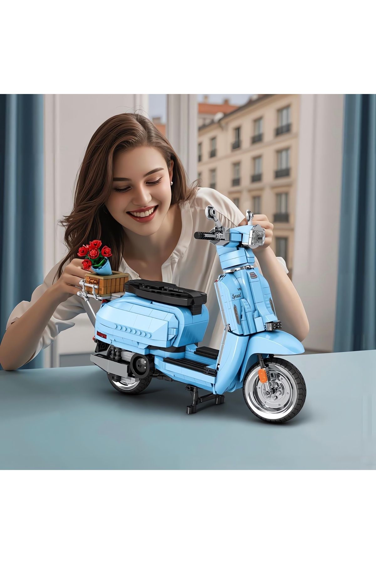 REOBRIX-Lambretta V200 Scooter, Technical Block Building Kit (1169 Pieces) 1