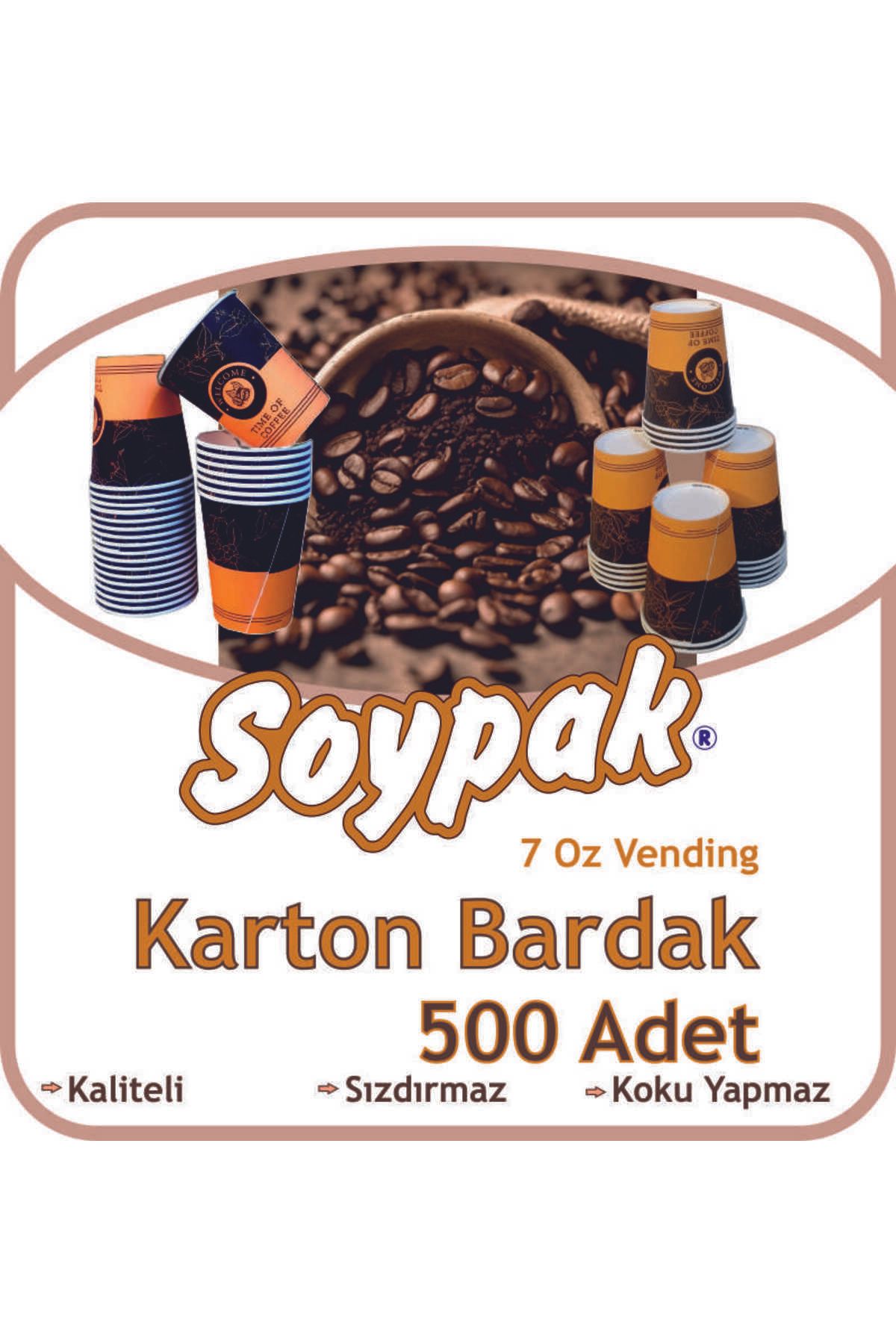 SOYPAK Kahverengi Desenli Karton Bardak 7 Oz*500 Adet