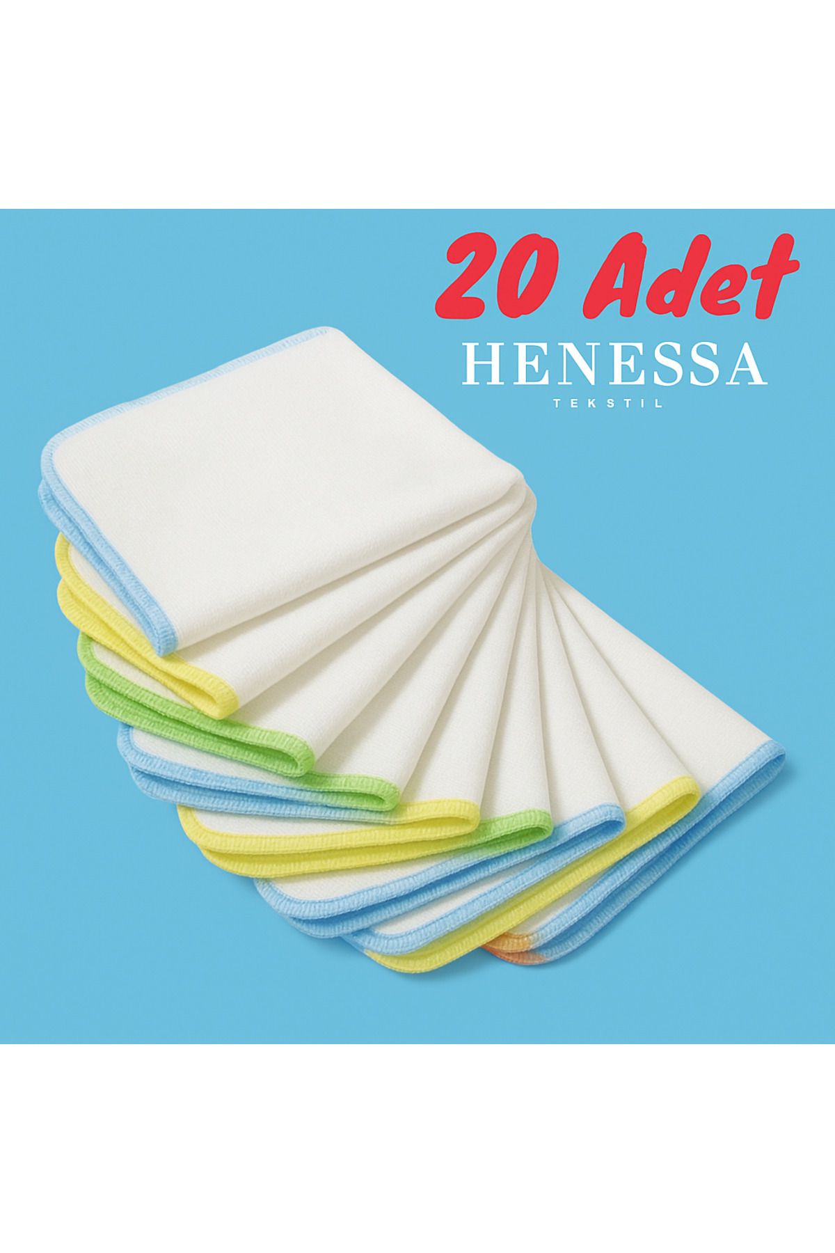 HENESSA TEKSTİL 20 Adet Pamuklu Erkek Bebek Ağız Mendili (Sırt, yüz ve ter) 22×22