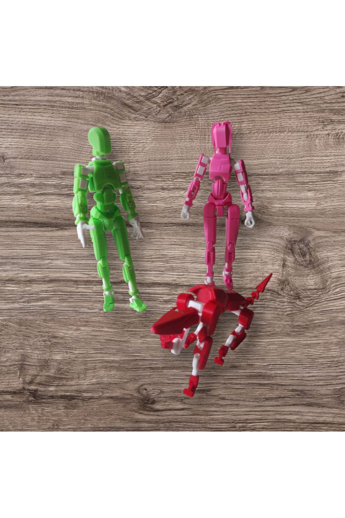 Workshopin3D Dummy 13 Çift Ve Köpek Pembe Yeşil Kırmızı Aksiyon Figürü Tüm Eklem Yerleri Hareketli