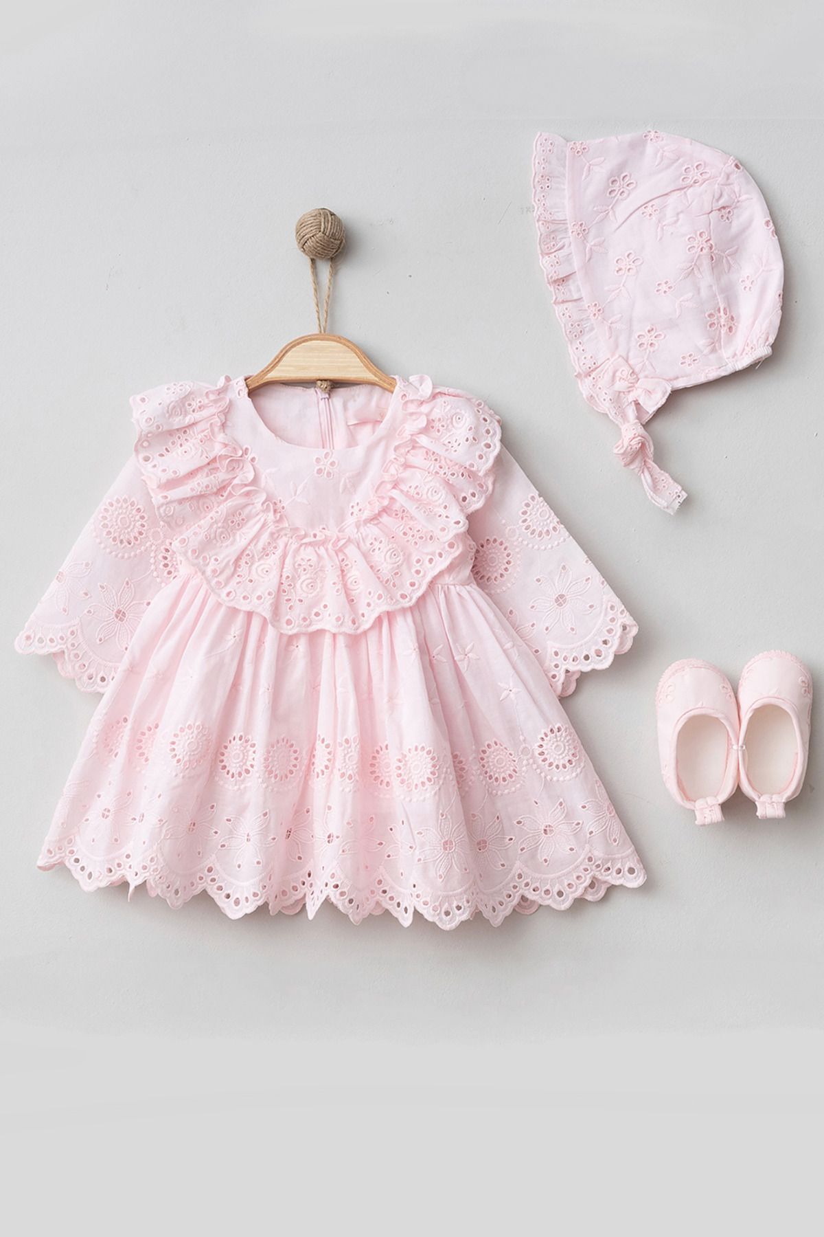 Cherub Baby Lotus Kız Bebek Brodeli Elbise Yenidoğan Lüx Elbise Seti - Hastane Çıkışı Ve Mevlütlük Takım fotoğrafı 4 (önizleme)