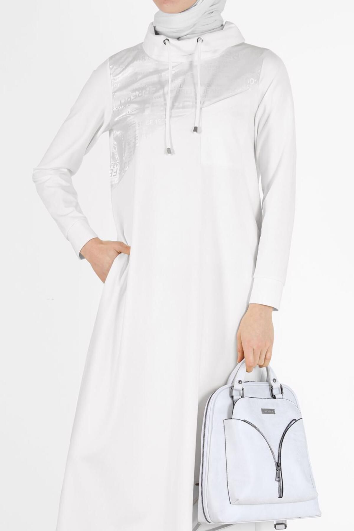 پیراهن پوشیده سفید زنانه لباس چاپی DEGAJE YOKA 42266 آلوینا Alvina