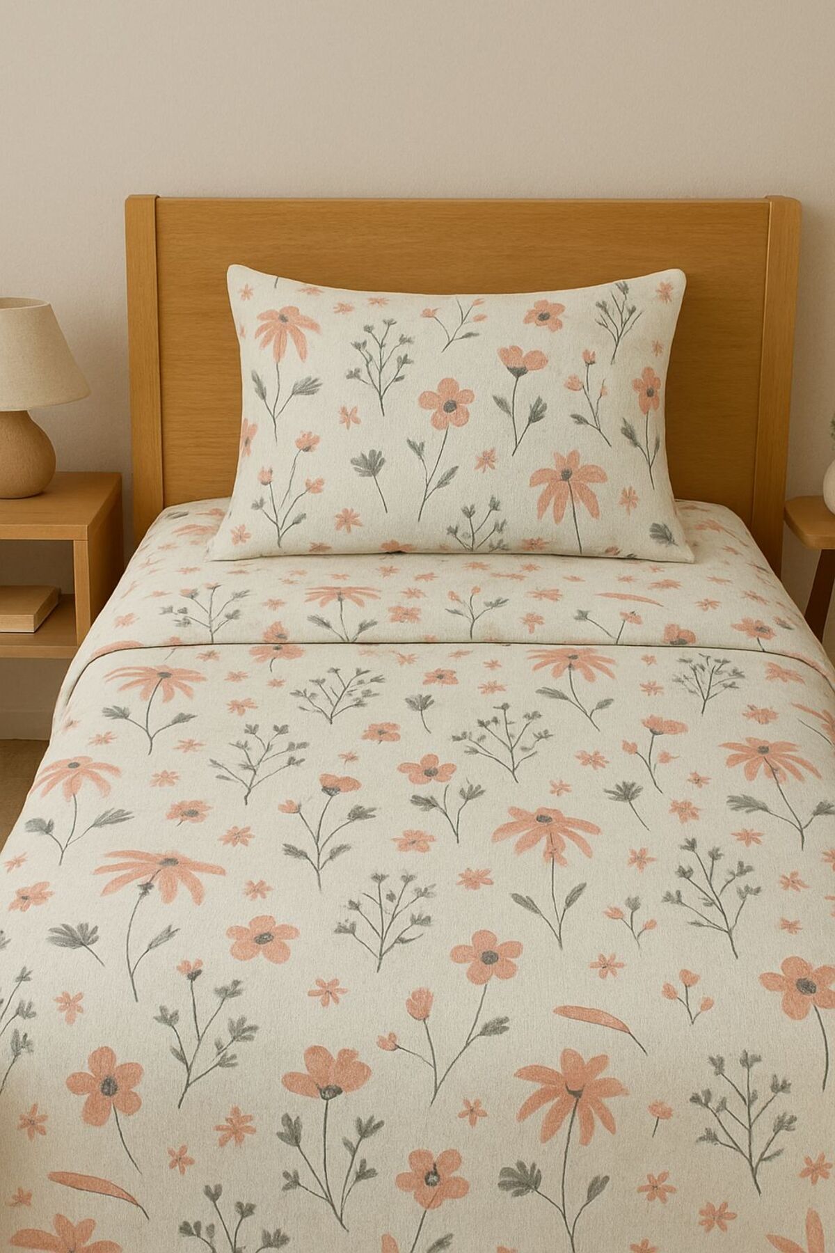 Madame Home %100pamuk kapitone tek kişilik pike elyaf dolgulu bahar dalı
