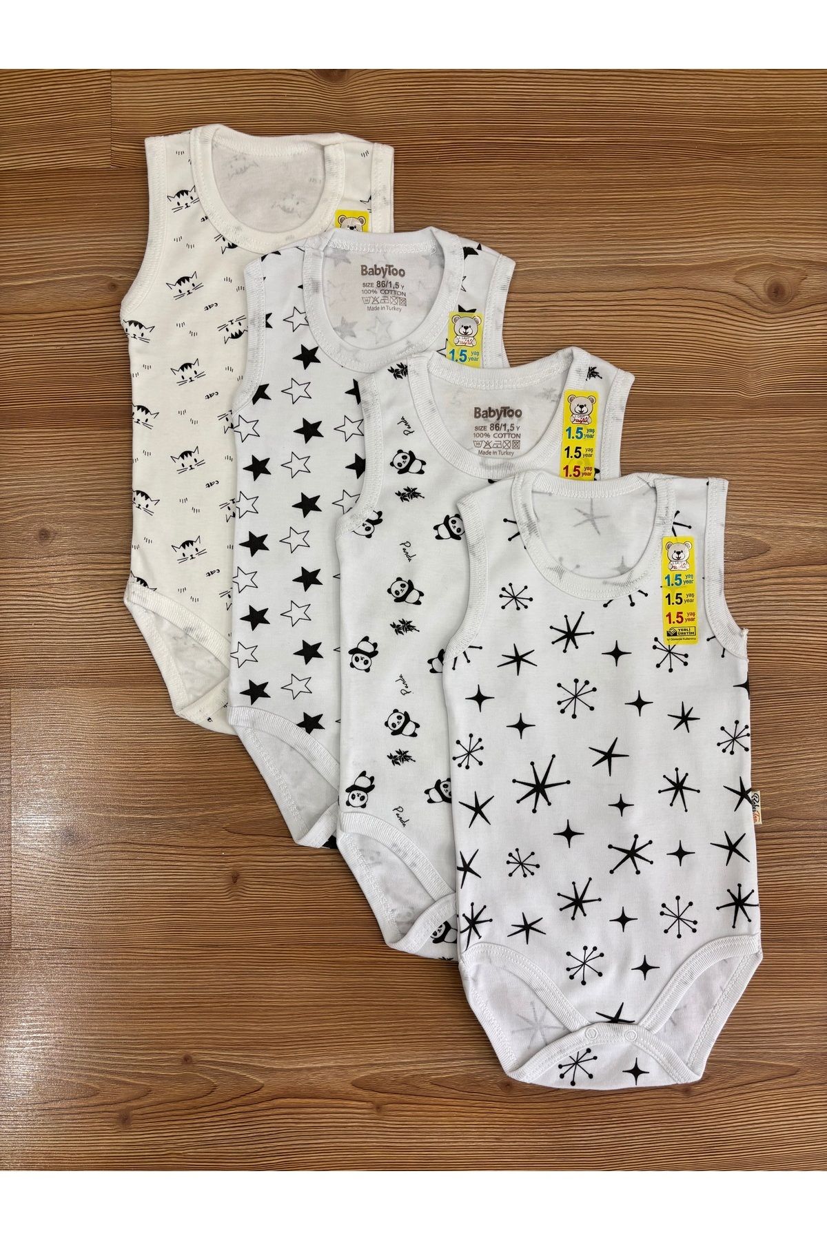 Babytoo Erkek Bebek %100 Pamuklu Sıfırkol 4'lü Zıbın