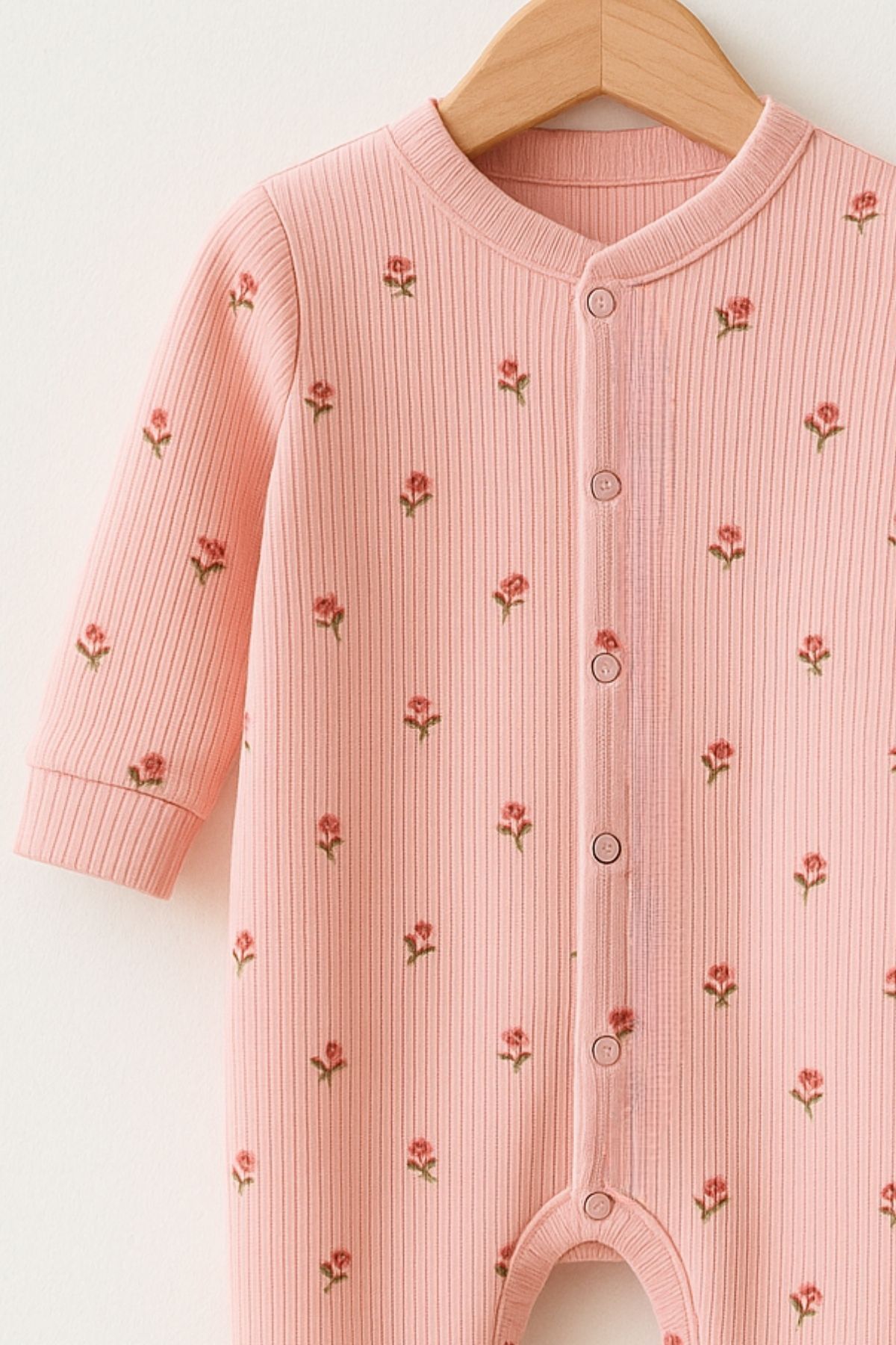 Minytrendy Kız Bebek Yenidoğan Tulum Çiçek Desenli Esnek Çıtçıtlı Tulum Hastane Çıkışı Bebek Hediyelik fotoğrafı 3 (önizleme)