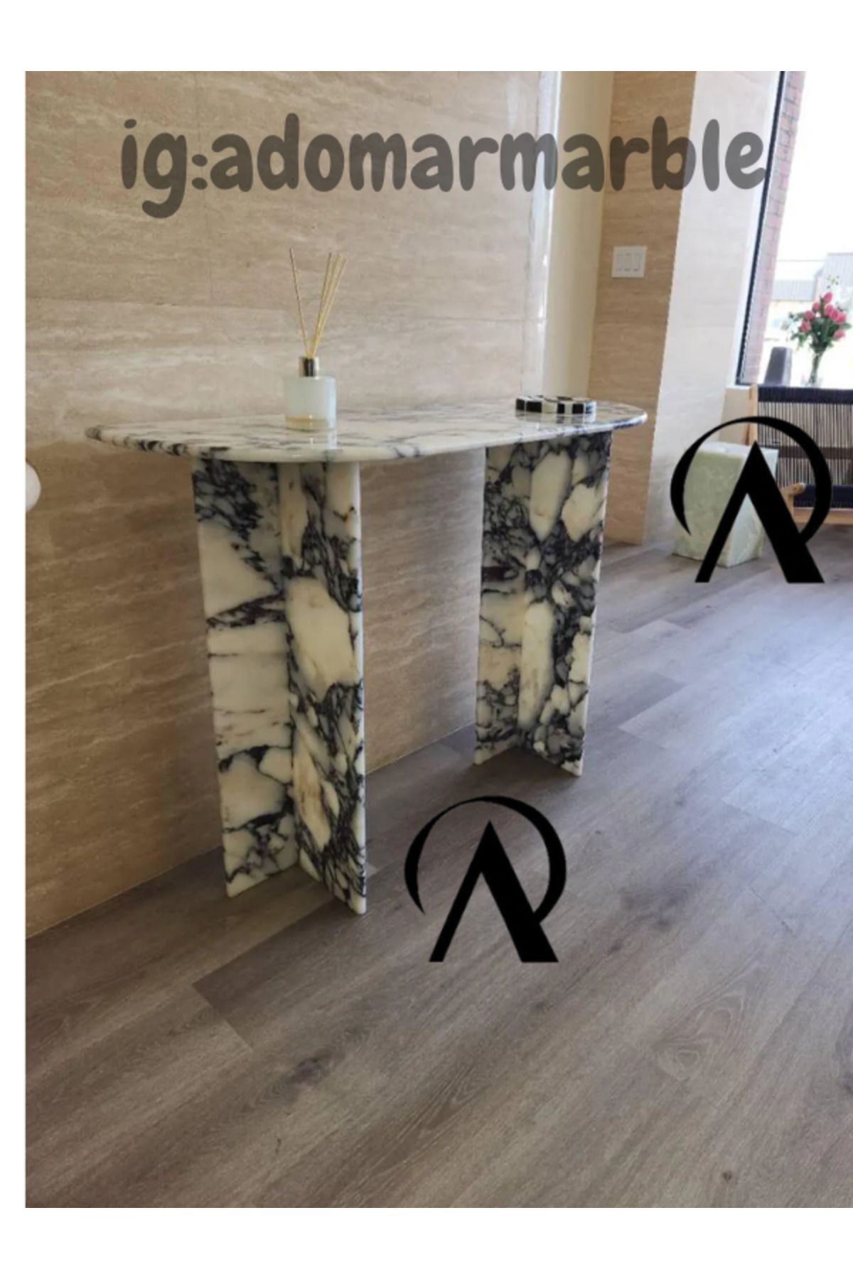 adomarmarblehandmadeandluxury ADOMAR Traverten Dresuar, Mermer Dresuar, Antre Dresuar, %100 Doğal Taş, Konsol Masası, Özel Ölçü
