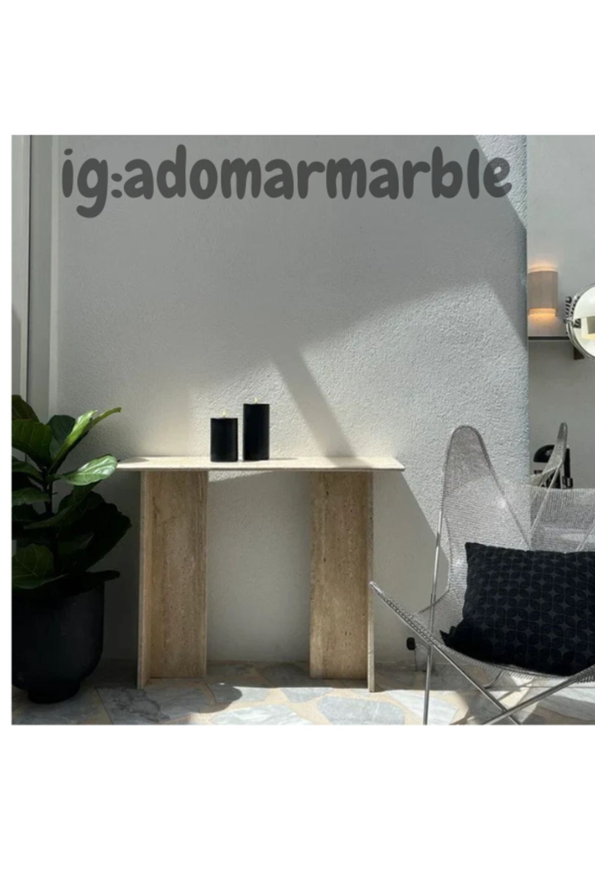 adomarmarblehandmadeandluxury ADOMAR Traverten Dresuar, Mermer Dresuar, Antre Dresuar, %100 Doğal Taş, Konsol Masası, Özel Ölçü