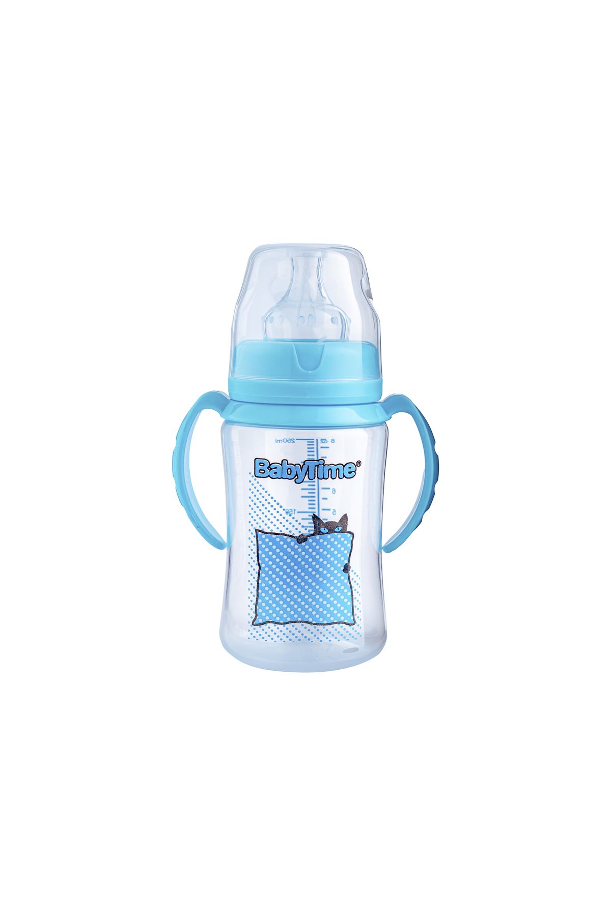 ALVİT Babytıme 077 Genis Ağız Kulplu Pp Biberon (Silikon Uçlu) 250Ml