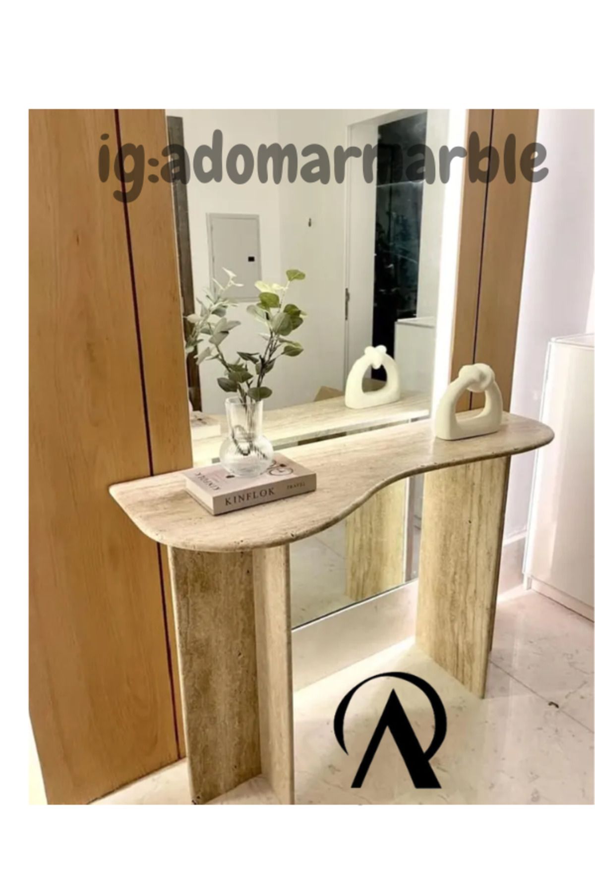 adomarmarblehandmadeandluxury ADOMAR Traverten Dresuar, Mermer Dresuar, Antre Dresuar, %100 Doğal Taş, Konsol Masası, Özel Ölçü