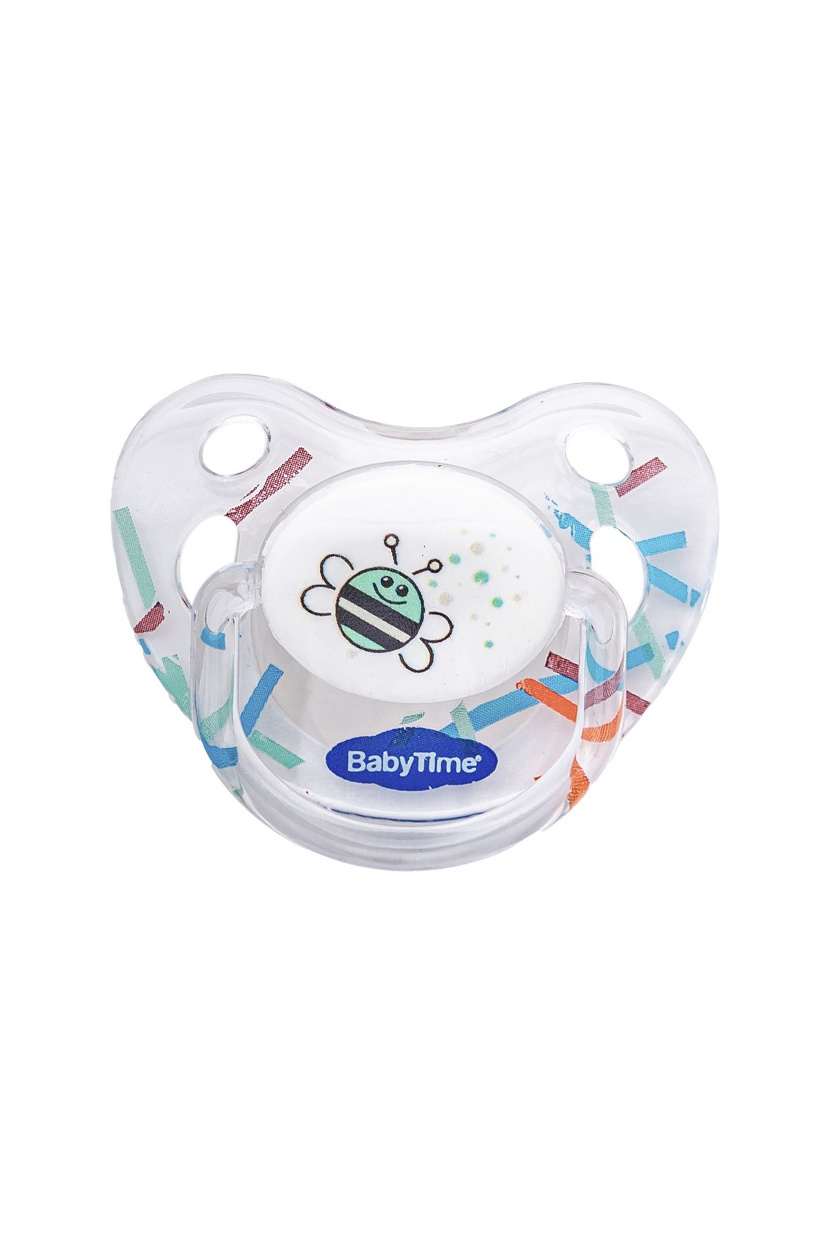 ALVİT Babytıme 135 Silikon Damaklı Koruyucu Kapaklı Şeffaf Gövdeli Desenli Emzik No:2