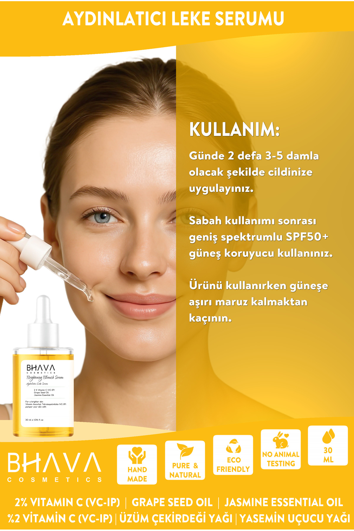Aydınlatıcı Serum Leke Açıcı Beyazlatıcı Yoğun Nemlendirici Yağ Bazlı Serum 30 ml — lekeserumu — تصویر 5 از 8