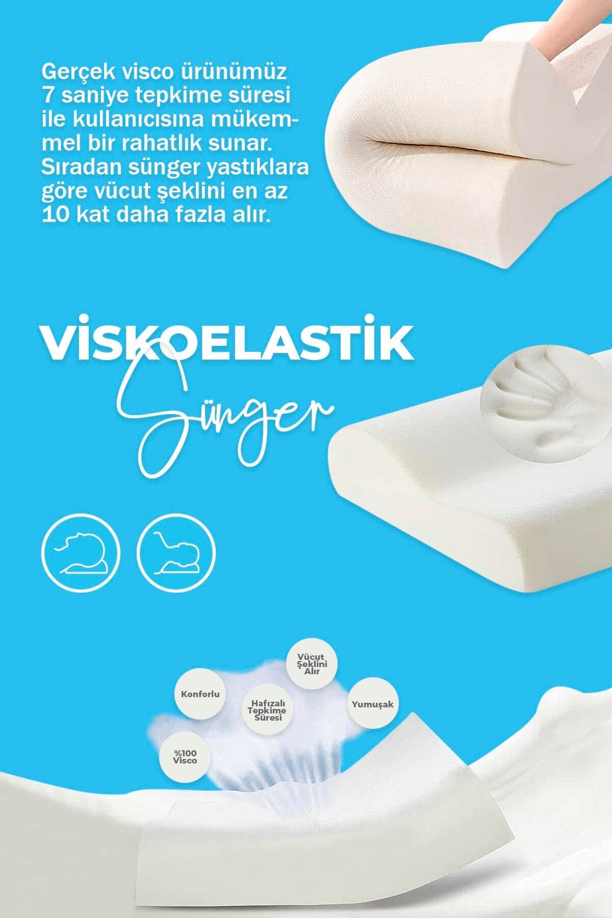 Viscofoam-Anatolia High Anti-Sweat Ορθοπεδικό Μαξιλάρι με Υποστήριξη Λαιμού Gel Visco Pillow - 60x40x14-12cm 8